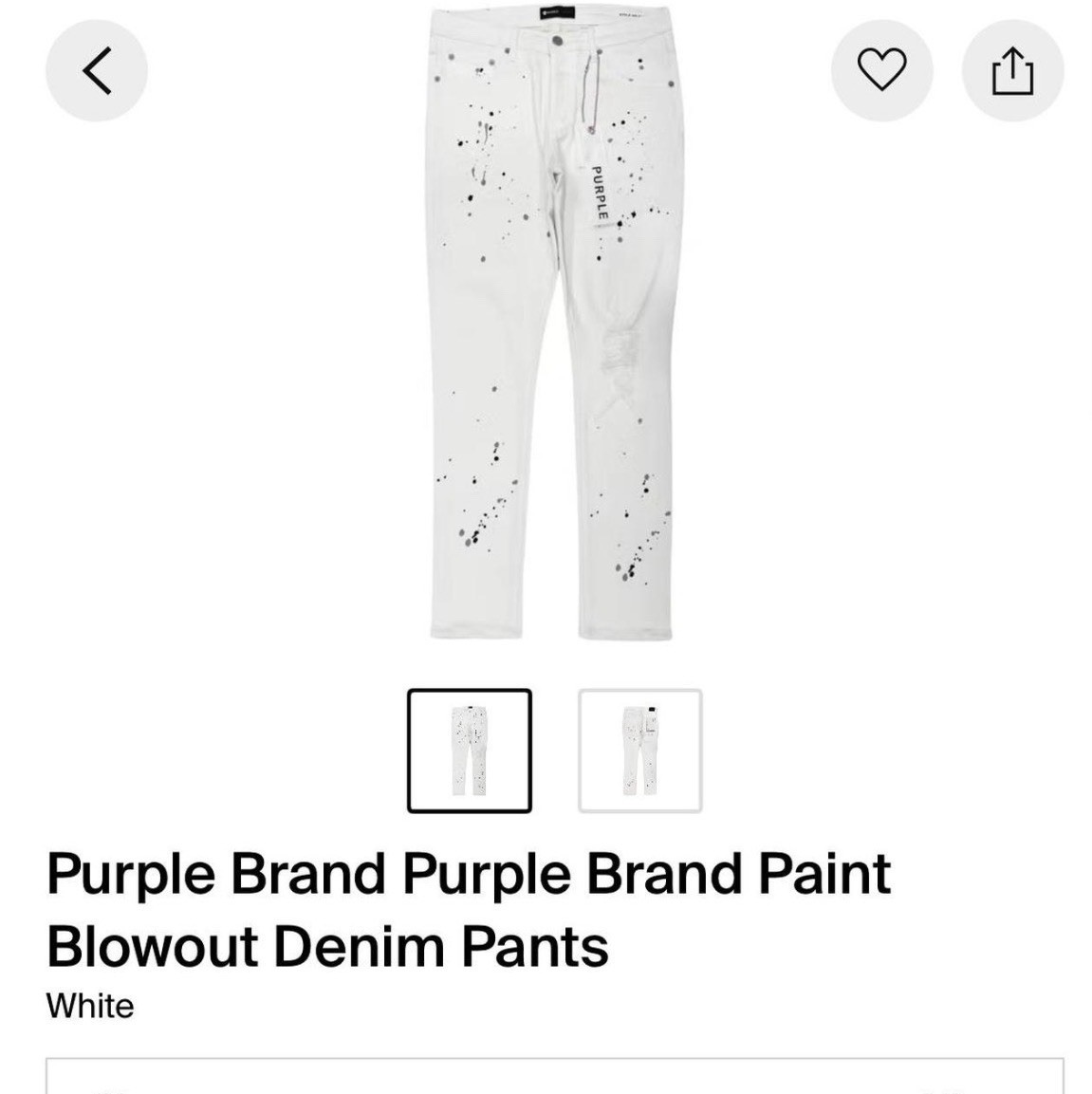 Purple Brand Men’s White Paint Splatter Distressed Skinny Slim Fit Jeans 28