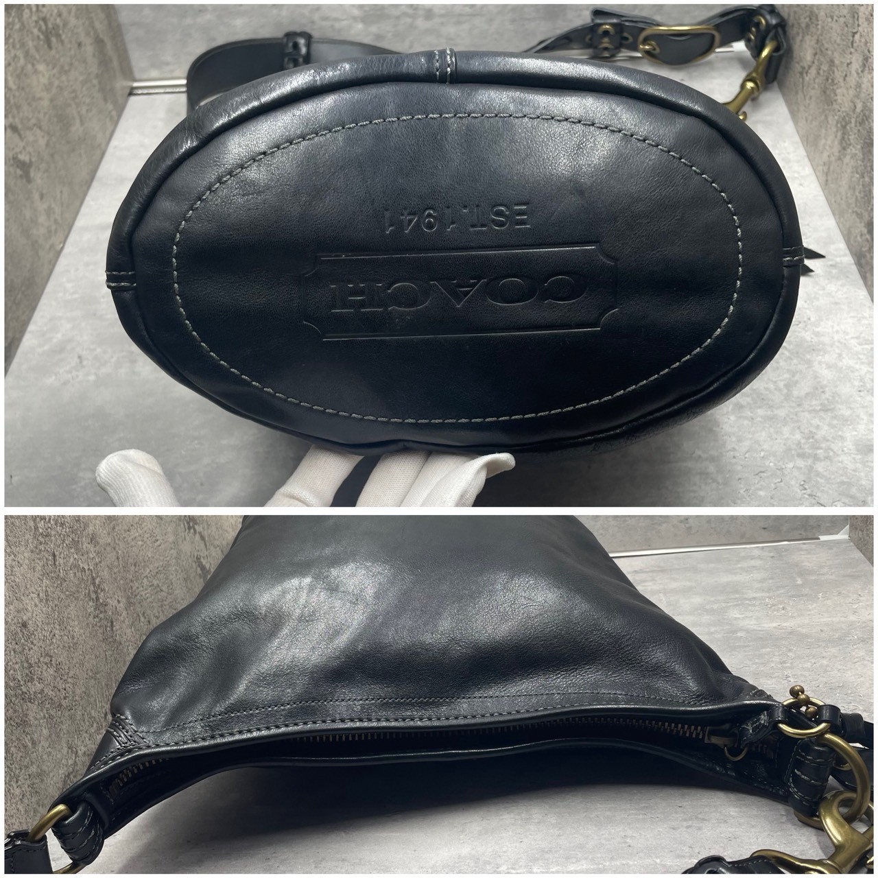 Vintage Coach 11423 XL Vintage Cognac Bleecker Tattersall Leather Duffle Black