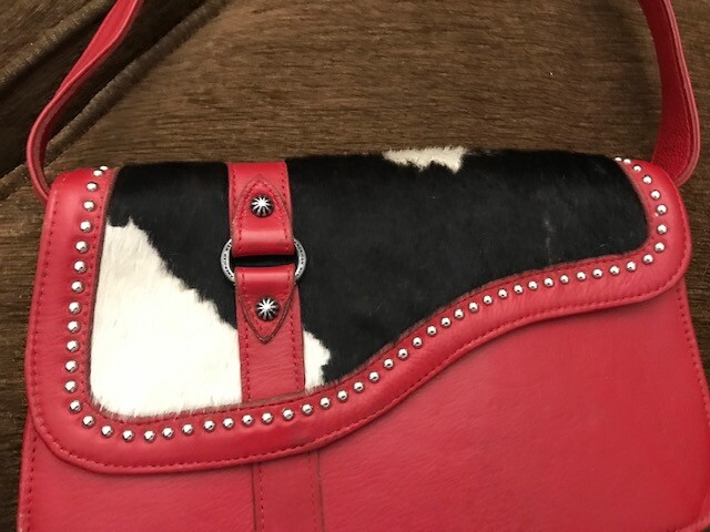 AMERICAN WEST LEATHER HAIR ON HIDE PURSE WALLET CELL CASE 3 PC SET GOOD COND
