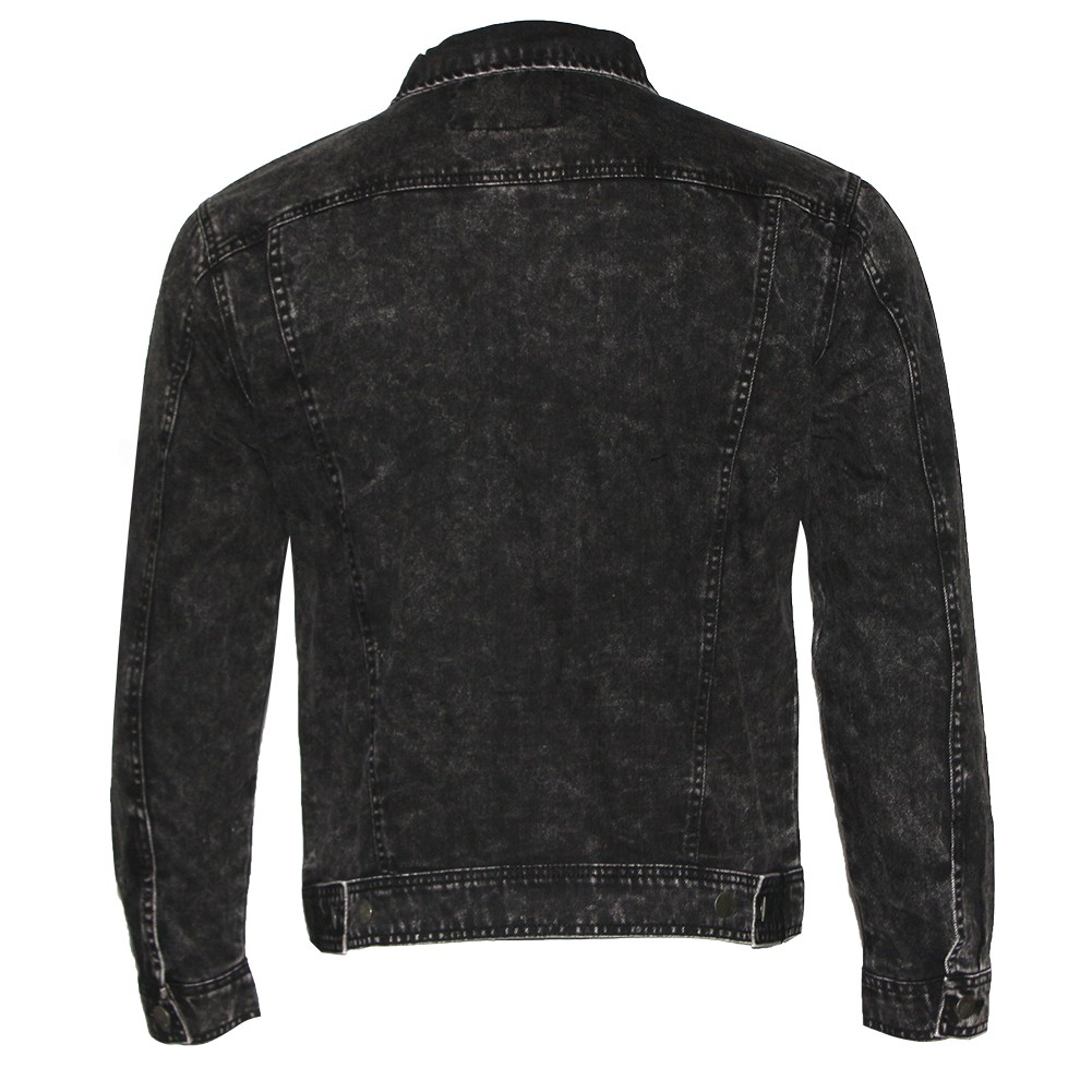 Mens Denim Jean Jacket Faded Premium Cotton Button Up Slim Fit Red Label