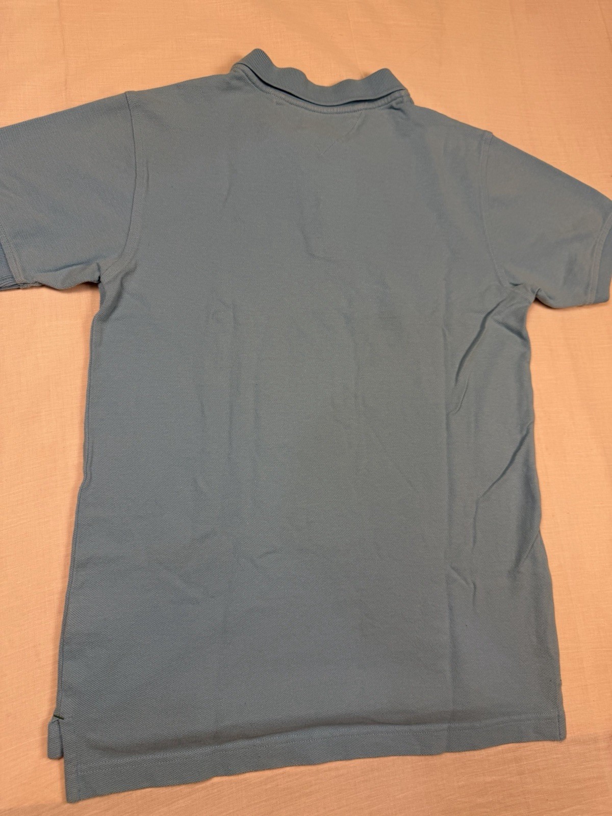Tommy Hilfiger Youth L/G Blue Solid Short Sleeve Button Polo Cotton Knit