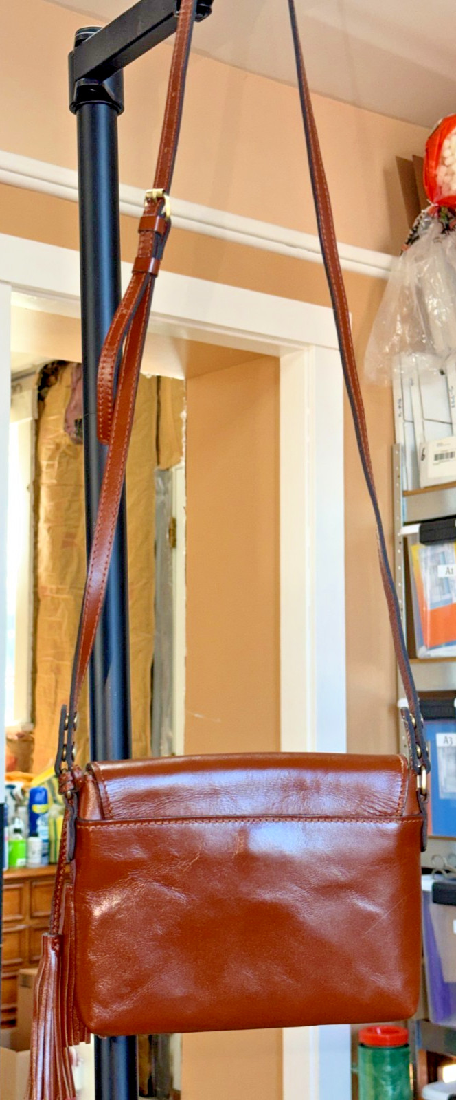 Patricia Nash Corfu Cognac Leather Crossbody Bag ~ New Without Tags.