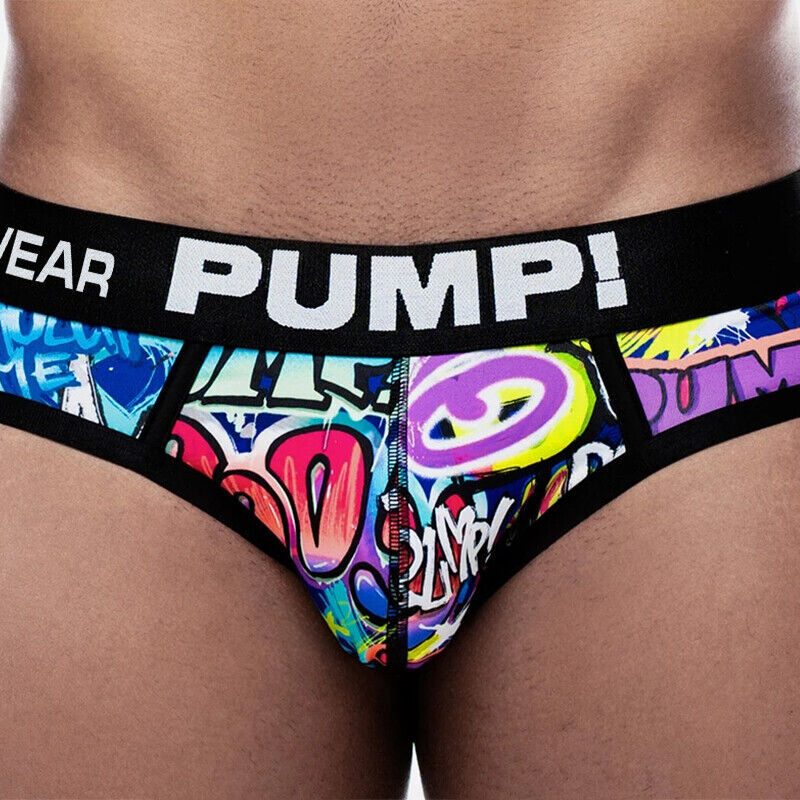 PUMP Men Sexy Printing Low Waist Briefs Bikini Underwear Underpants Jockstrap