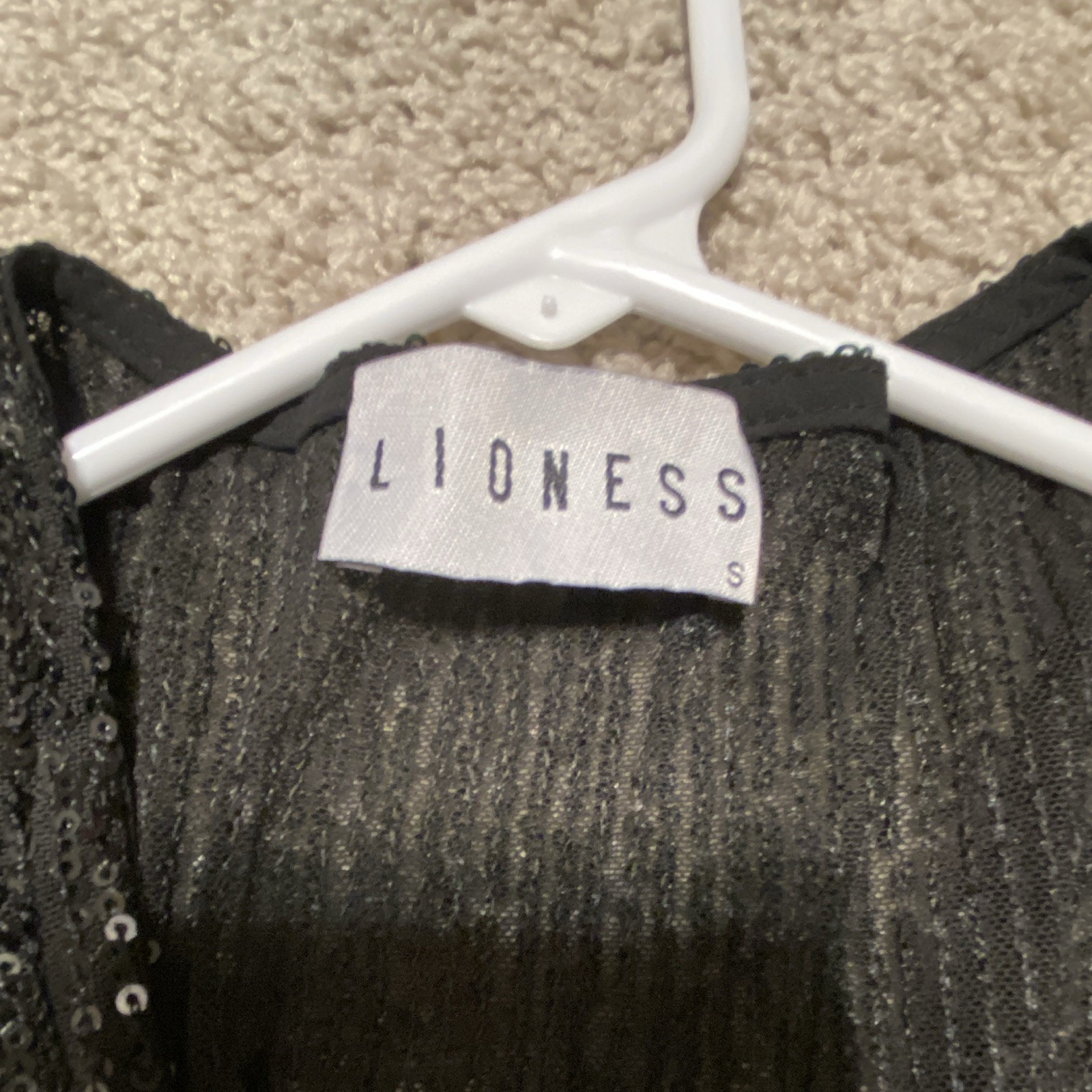 Lioness Black Sequin Mesh Wrap Blouse Tie-Front Long Sleeve Size S / M