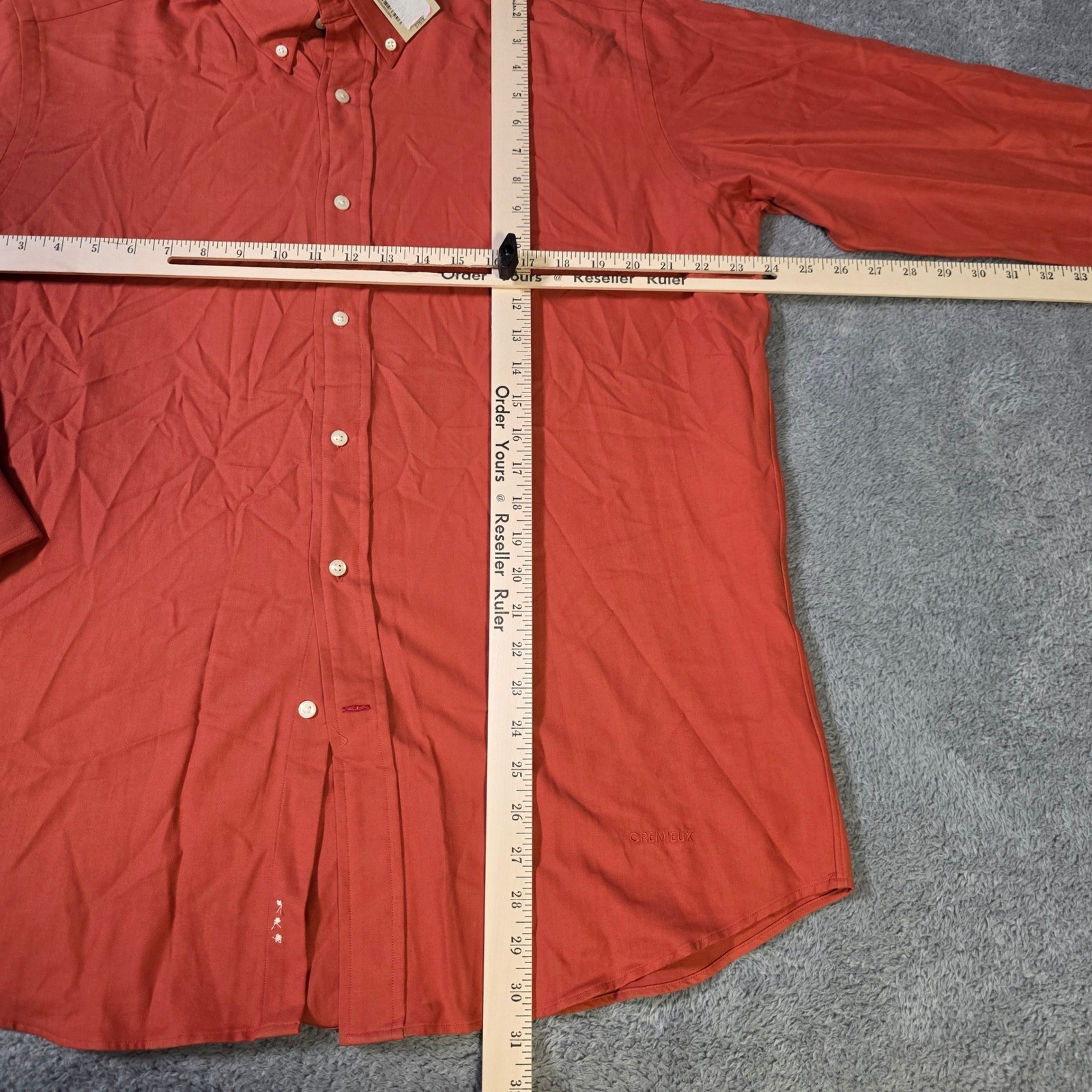 Daniel Cremieux Mens L Button Down Shirt Orange Silk Cotton Tailored Fit NWT