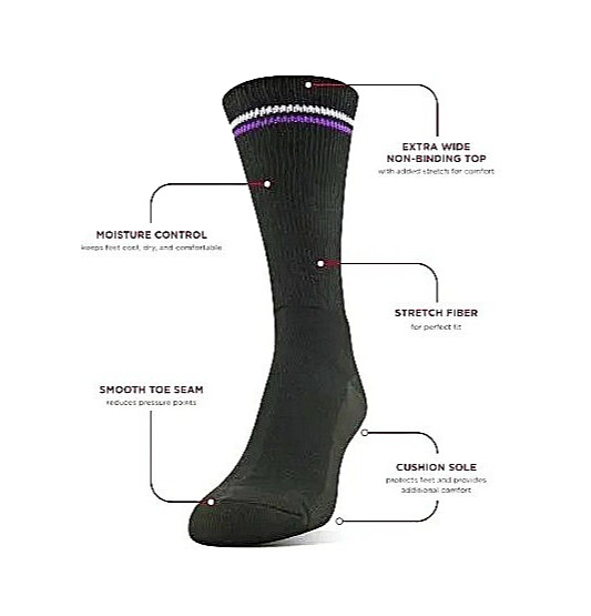 4 Pairs Medipeds Womens Non Binding Cushioned Smooth Toe Diabetic Crew Socks