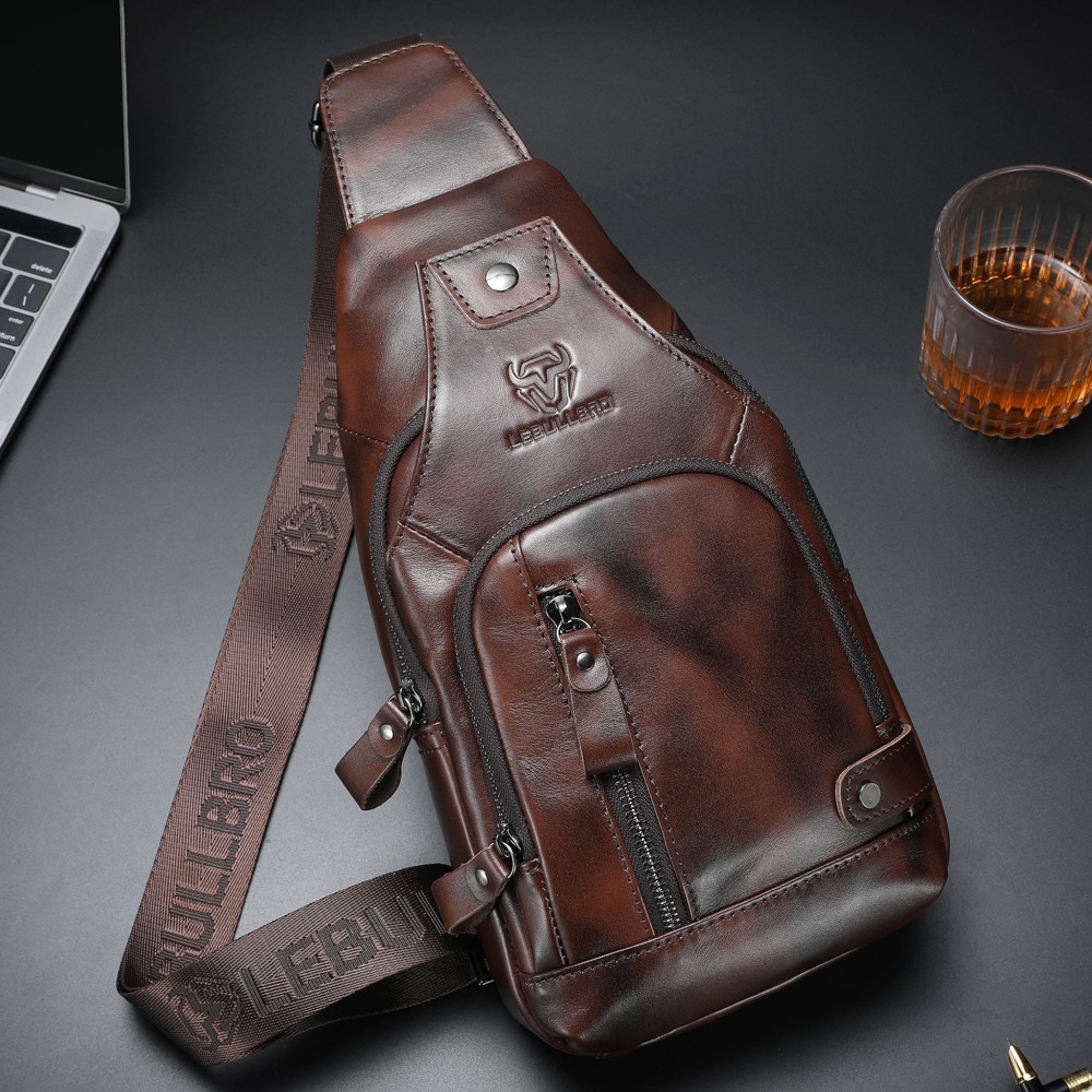 Sling Backpack Men Chest bag Crossbody Bag Shoulder Bag 100% Genuine Leather New