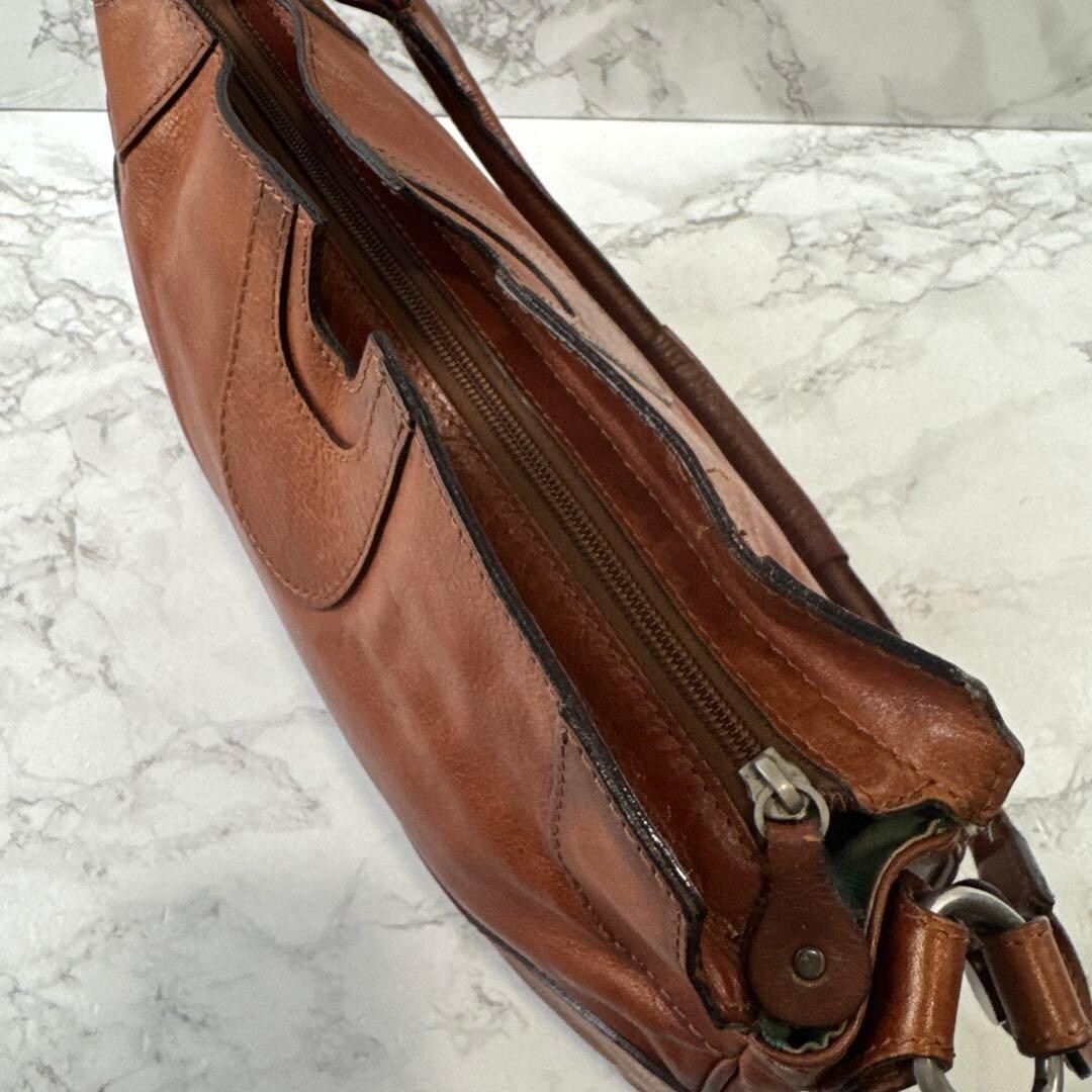 MaxMara Shoulder Bag Leather Brown Authentic From Japan
