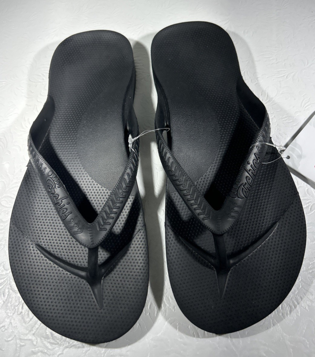 Archies Arch Support Flip Flops Black Unisex US Men’s 9/Women’s 10