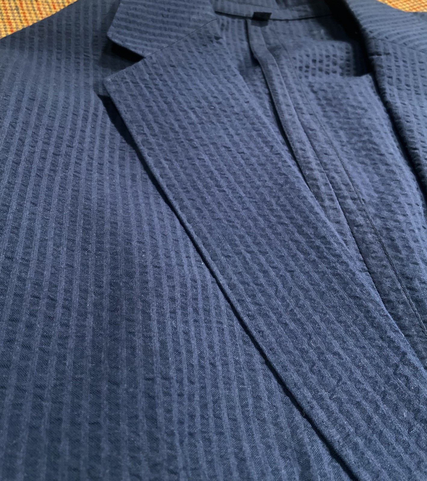 NEW $398 J.Crew Thompson Navy Seersucker Blazer Sz 38R Unlined Sport Coat Ludlow