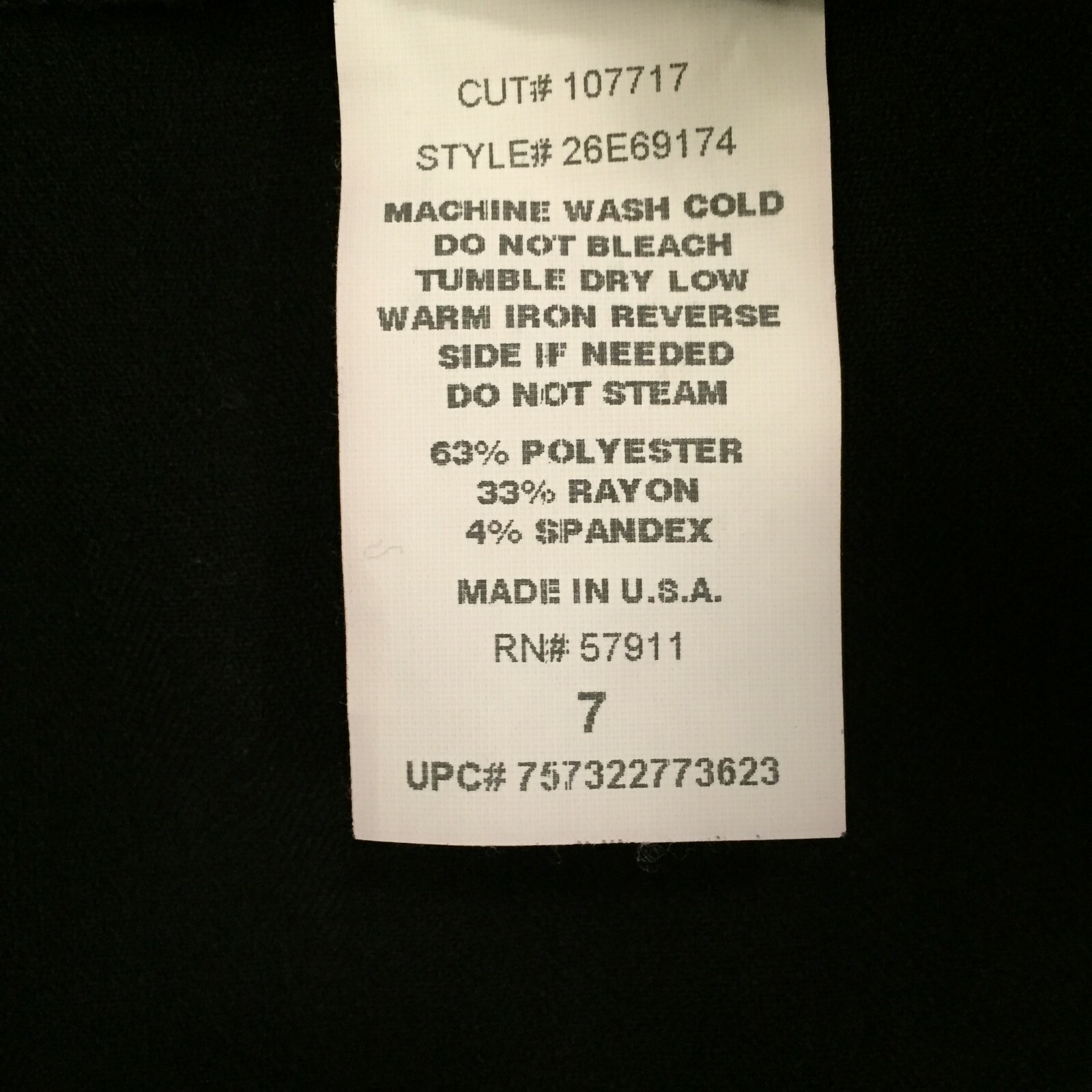 Wrapper Skirt Size 7 Black Knee Length Unlined Made In USA