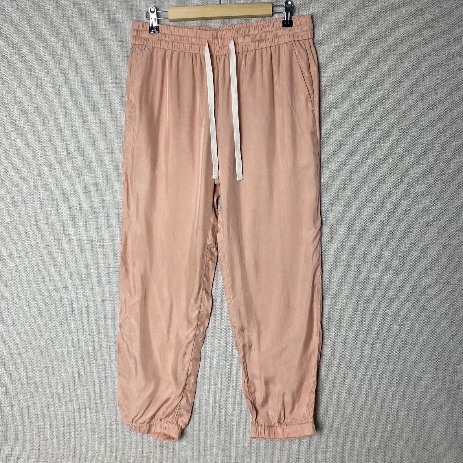 J Crew Eco Cupro Jogger Pants Size 8 Warm Taupe Drawstring Smooth Feel Elastic