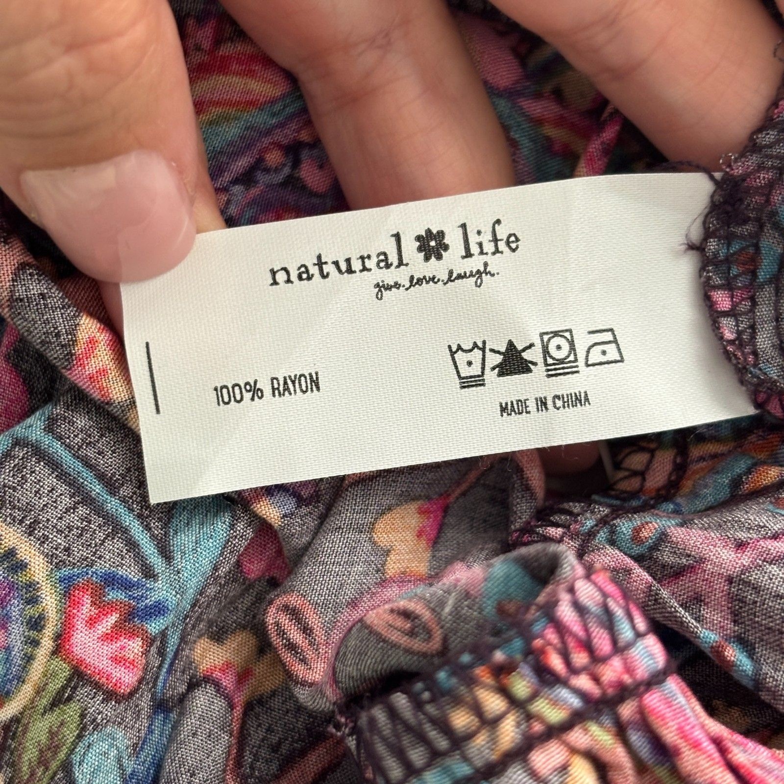 Natural Life Charlotte Midi Dress Boho Lagenlook Flowy Folk Circles XL P292