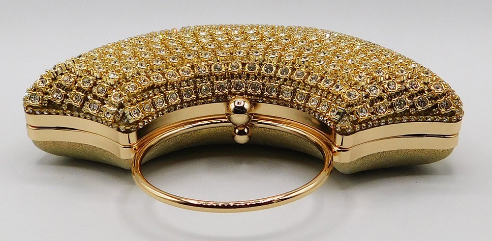 New Rhinestone Evening Handbag Handle Tassel Wedding Party Clutch Purse Gold5280