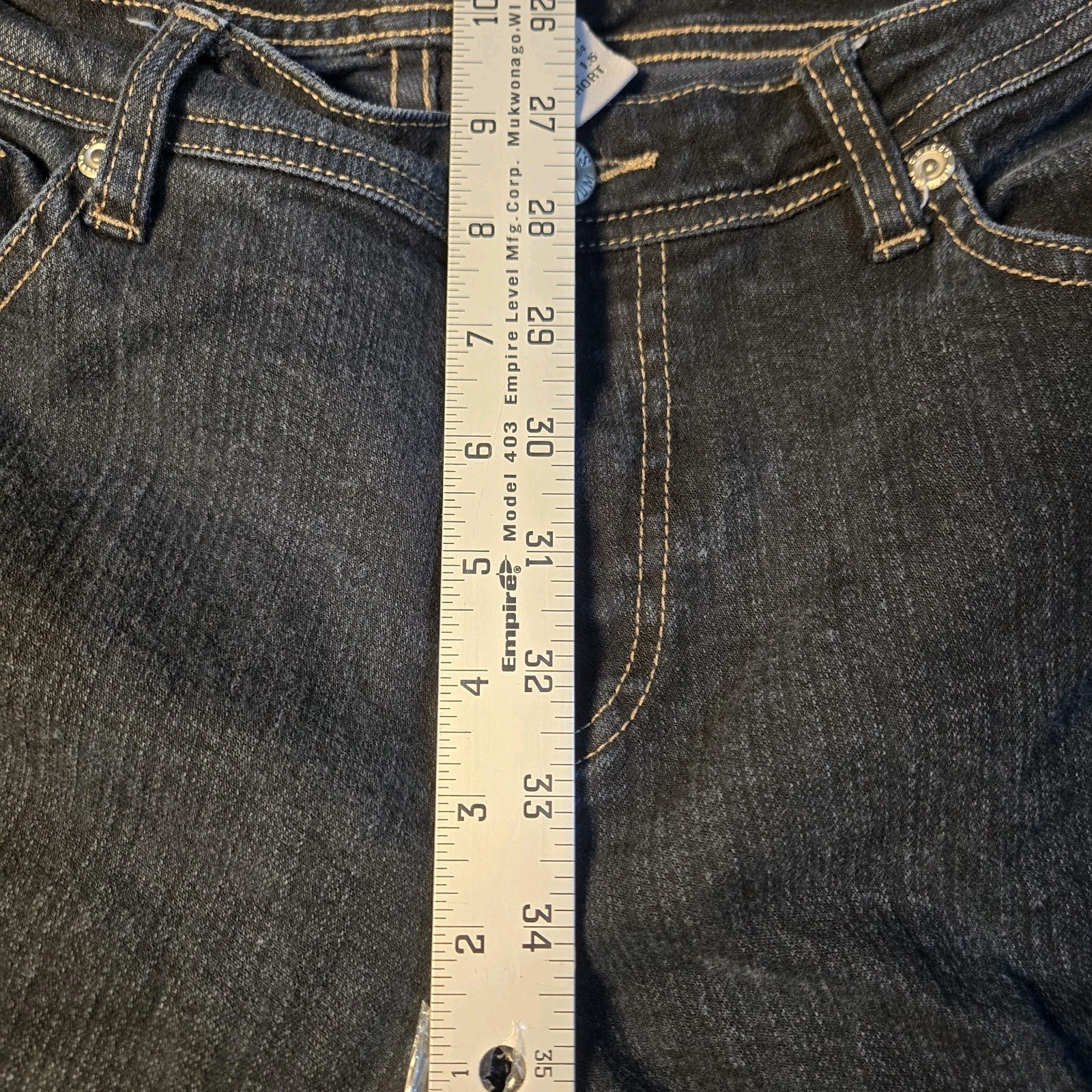 Chico’s Platinum Jeans Dark Pockets Bootcut Leg Sz 10 Short 30″ Waist (Tag 1.5)