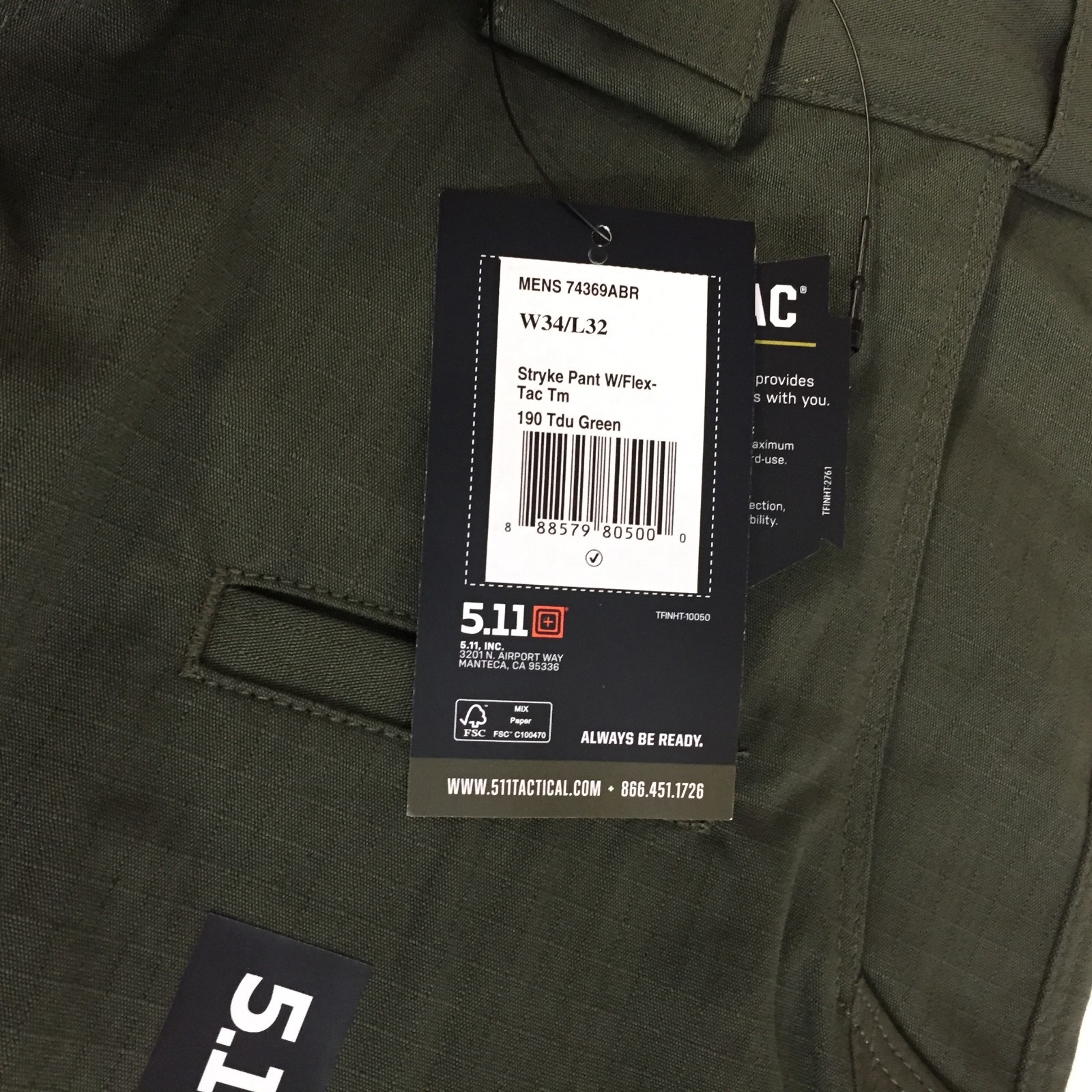 5.11 Tactical Stryke Pant Mens Tdu Green Flex-Tac Ripstop Cargo 74369