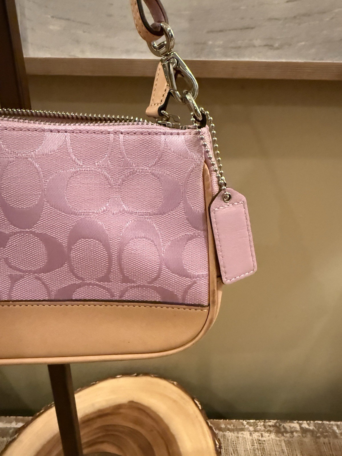Coach Signature Mini Demi Bag Canvas Leather Bubblegum Pink 6094 Y2K Vintage
