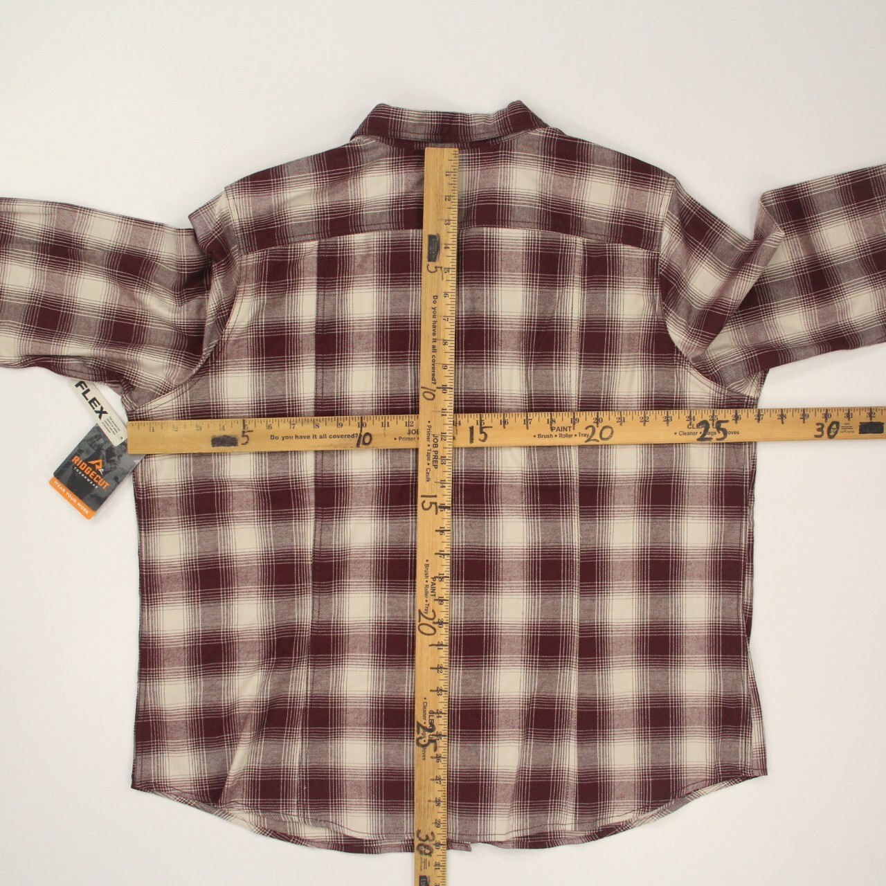 Ridgecut Flannel Flex No Gap Work Long Sleeve Shirt Plus Size 2X Wine Plaid NWT
