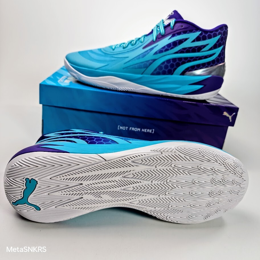 Puma MB.02 US 14 Men’s Purple Blue White Basketball LaMelo Ball 379779 01 New