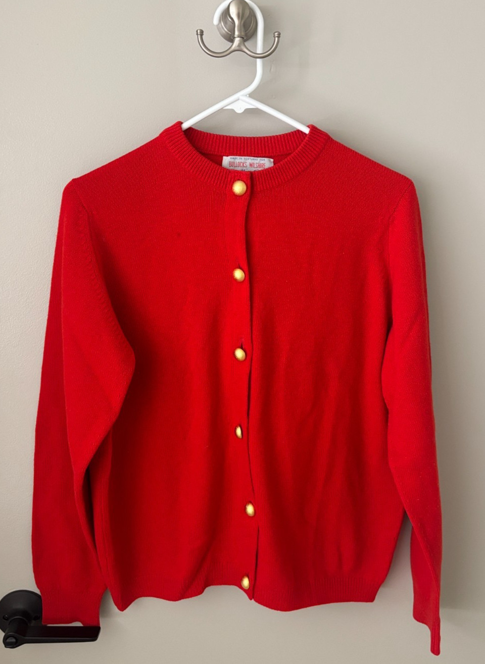 Ballantyne Scotland Cashmere Cardigan Gold Button Womens Large Sweater Vintage