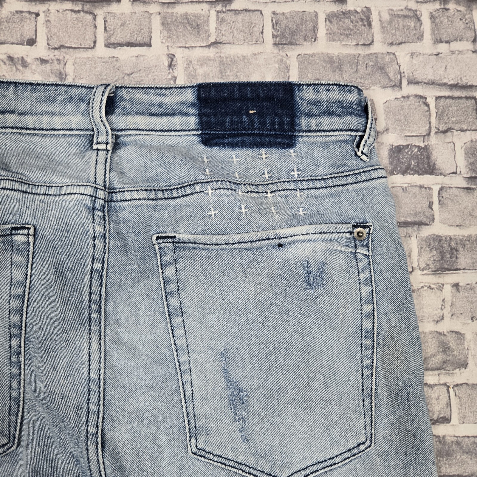 Ksubi Van Winkle Trashed Dreams Stretch Jeans Mens Size 34 Blue 34×32 Distressed