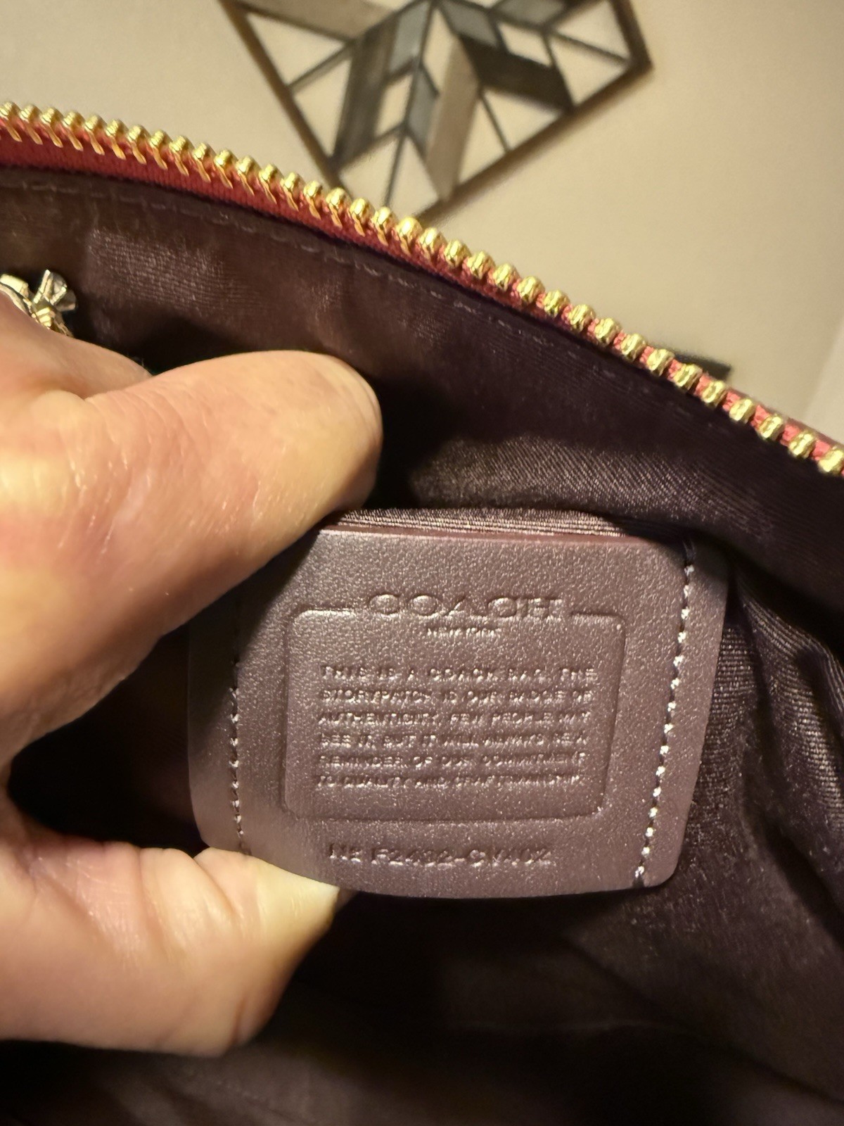 Coach Red Pebbled Zip-Top Satchel Double Handles Gold Hardware Pockets Hang Tag