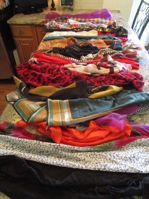 25 PRINT DESIGNS SCARFS….Various colors styles prints lengths and materials