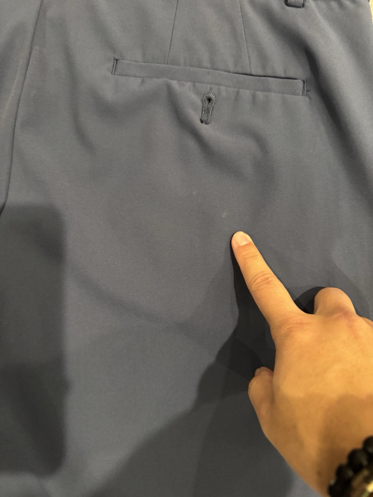 Van Heusen Men’s Blue Twill Dress Pants Slim Fit Flat Front Straight Leg 34W