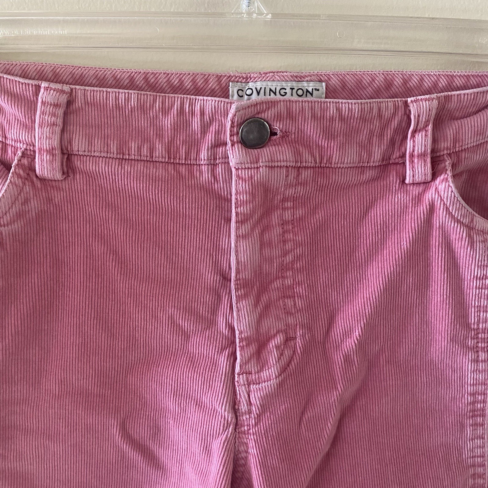 Vintage Covington Stretch Pink Corduroy Pants Women Sze 16 98% Cotton 2% Spandex