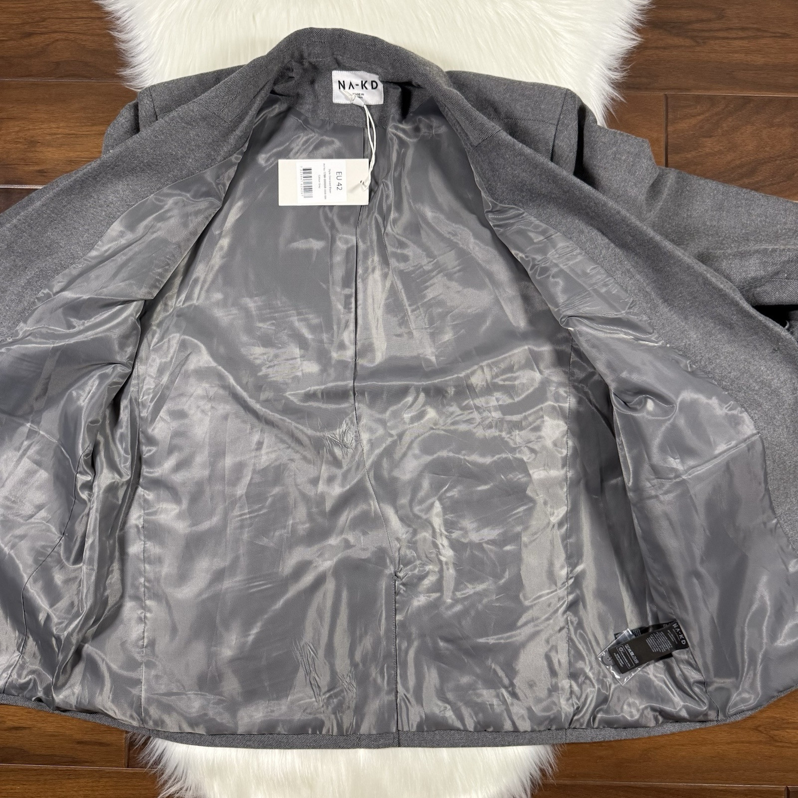 NA-KD X Stephsa Women’s Size EU 42 / US 12 Gray Oversized Blazer Jacket