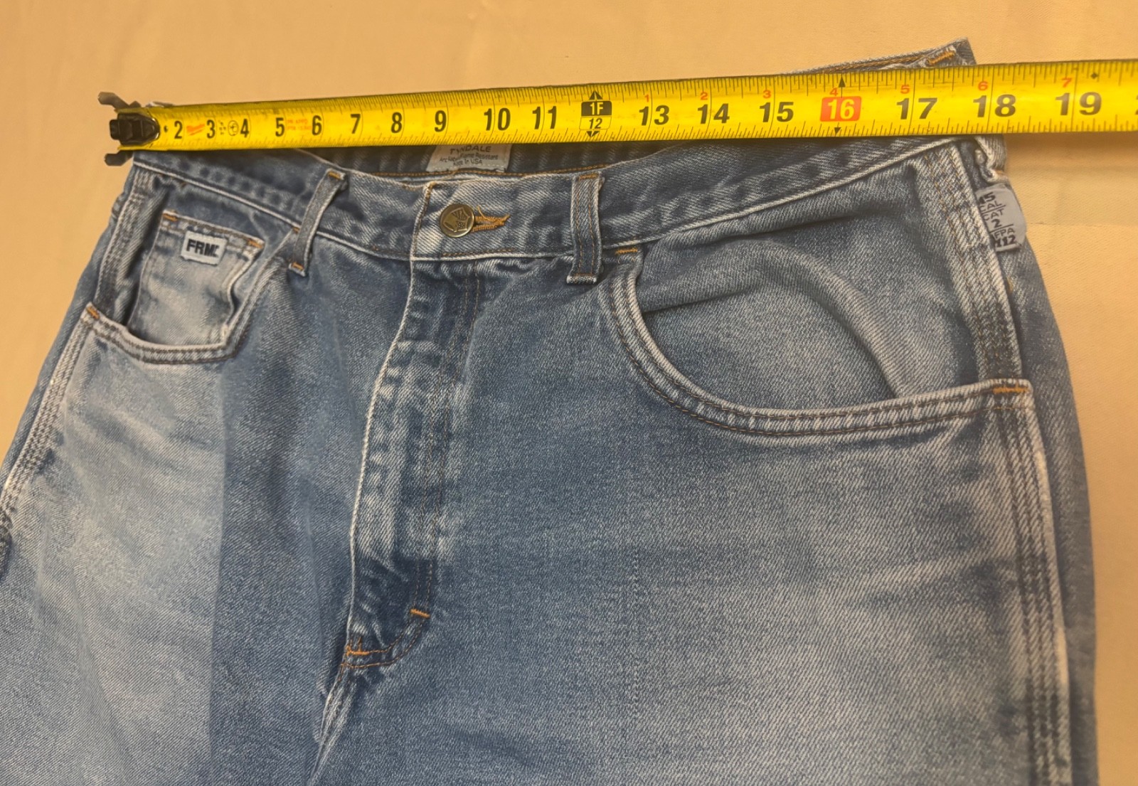 Tyndale FR Jeans Mens 38×30 Blue Denim Carpenter Arc Rated CAT 2 F290T READ