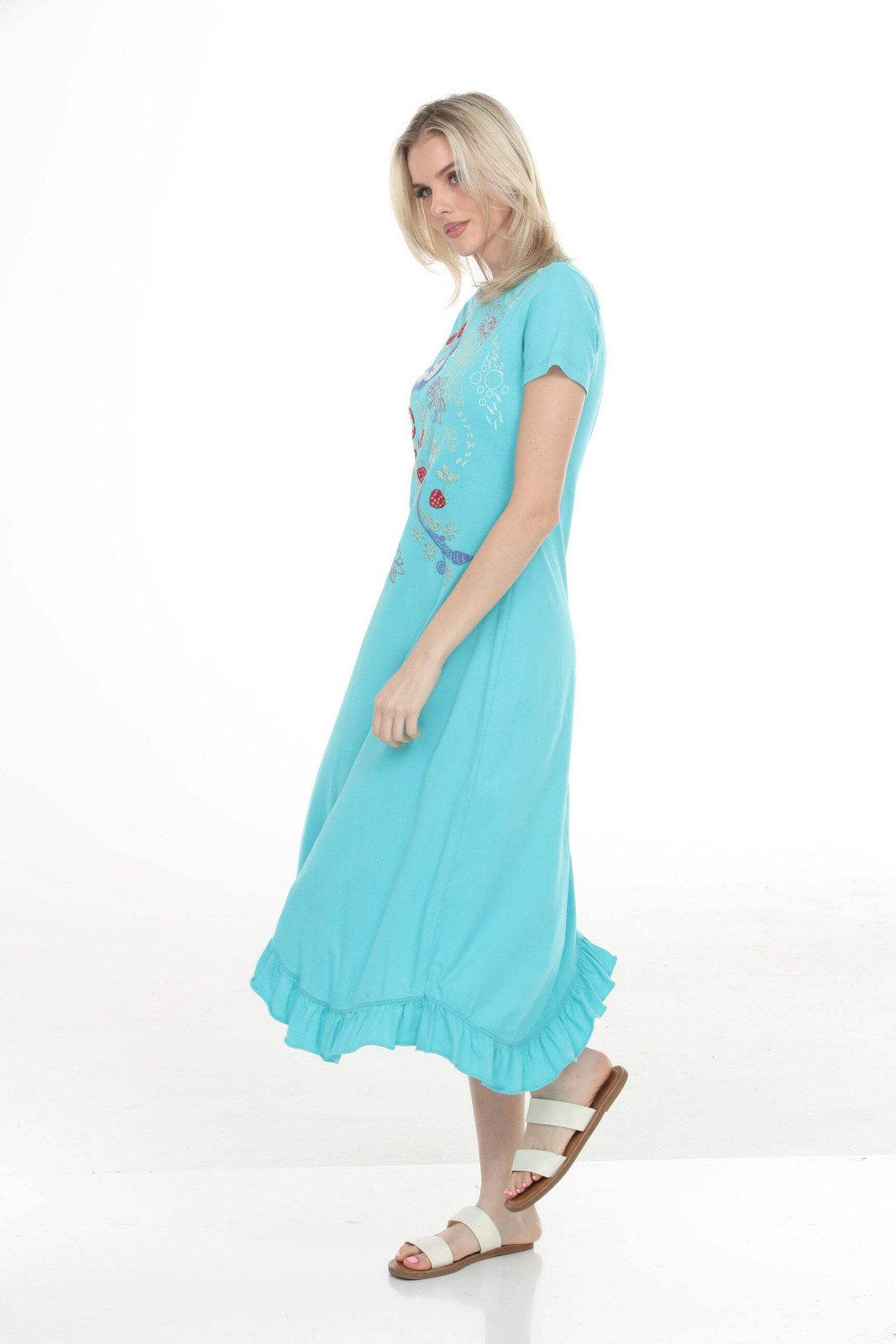 Johnny Was JWLA Blue Cora Asymmetric Ruffle Flounce Dress J37325-4