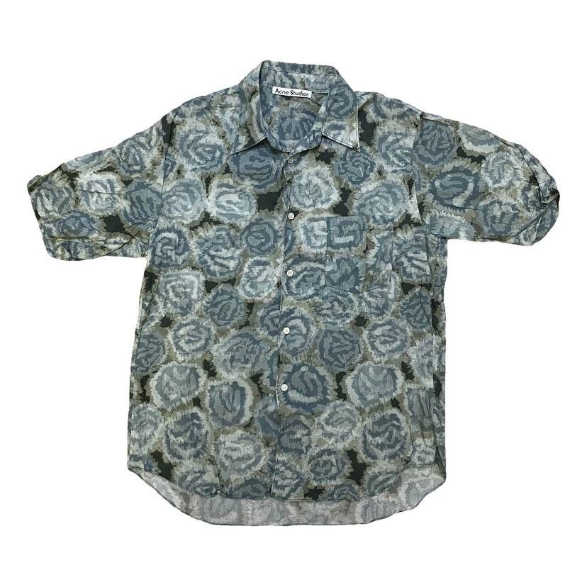 Acne Studios Printed Green Abstract Collares Shirt Size 44 L 170-175 Cm