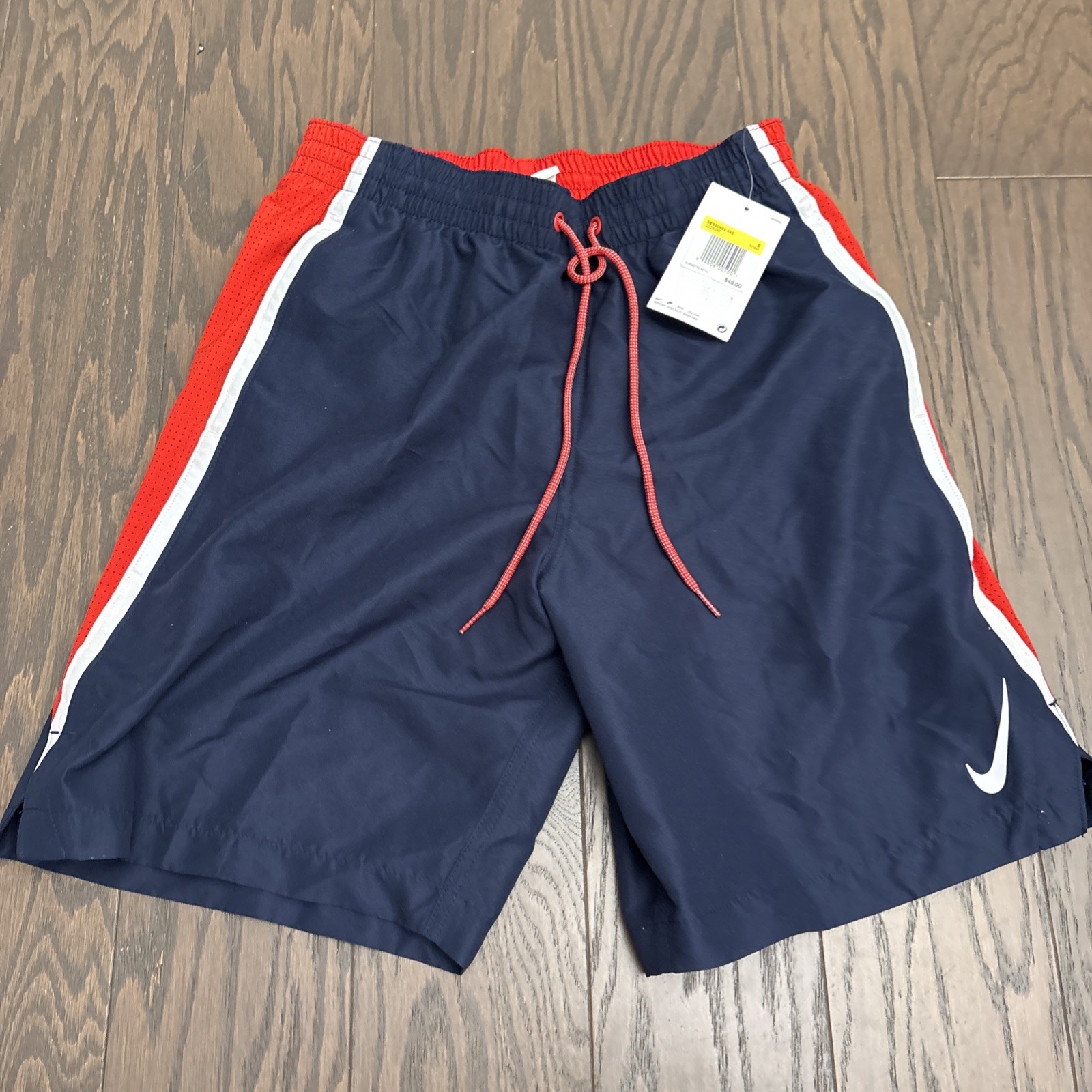 Nike Mens Core Contend 8” Volley Swim Trunks NESSC602 Red Navy Summer Small $48