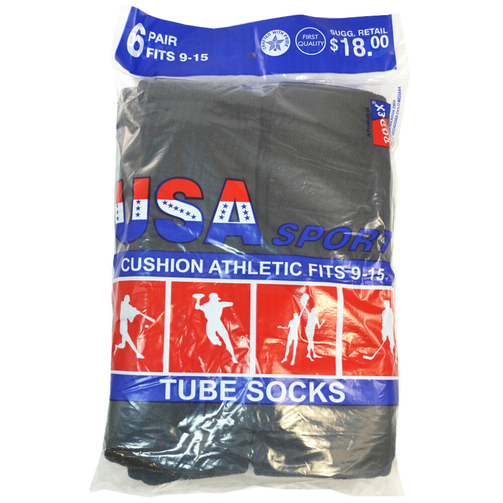 3-12 Pairs White Black Gray For Men Athletic Sports Cotton Tube Socks Size 9-15