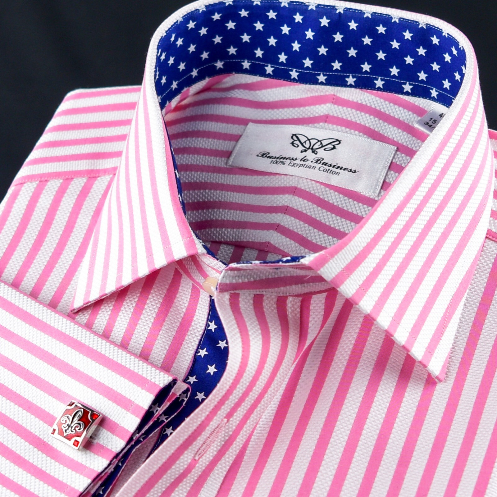 Pink Stripe Formal Business With Blue Stars Inner Lining Professional BossDress