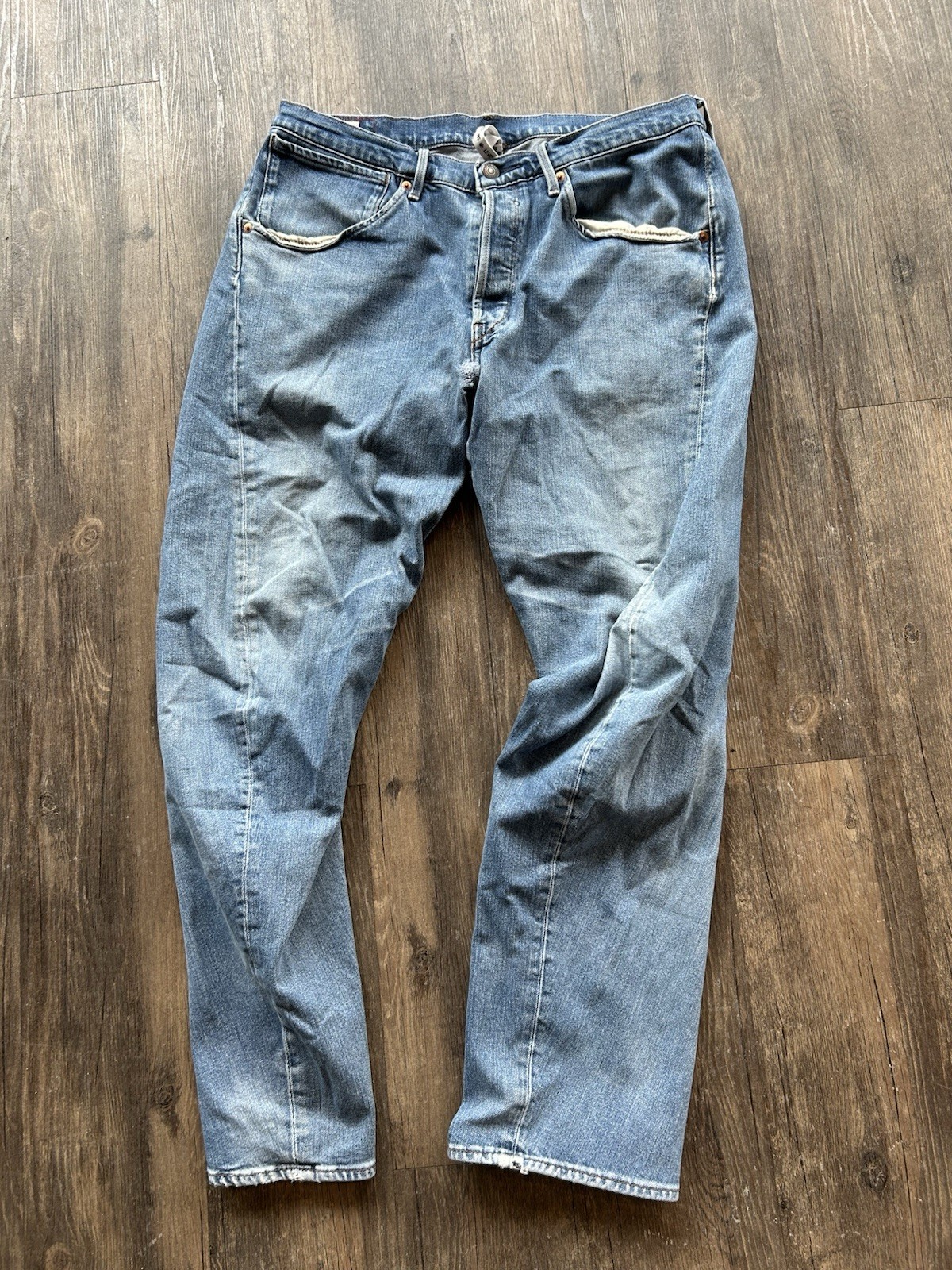 Vintage Levis Engineered Jeans Mens Blue Twisted Red Patch Button Fly Fits 34×32