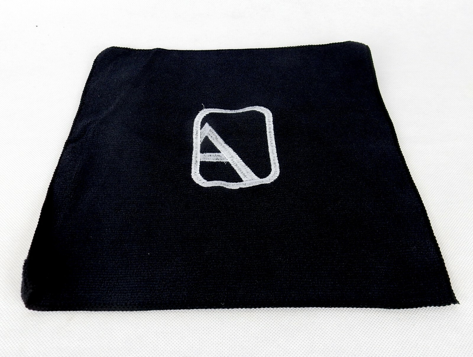 Black Microfiber Hand/Face Towel, Alpha Outpost Embroidery Logo, 12.75″ x 12.75″