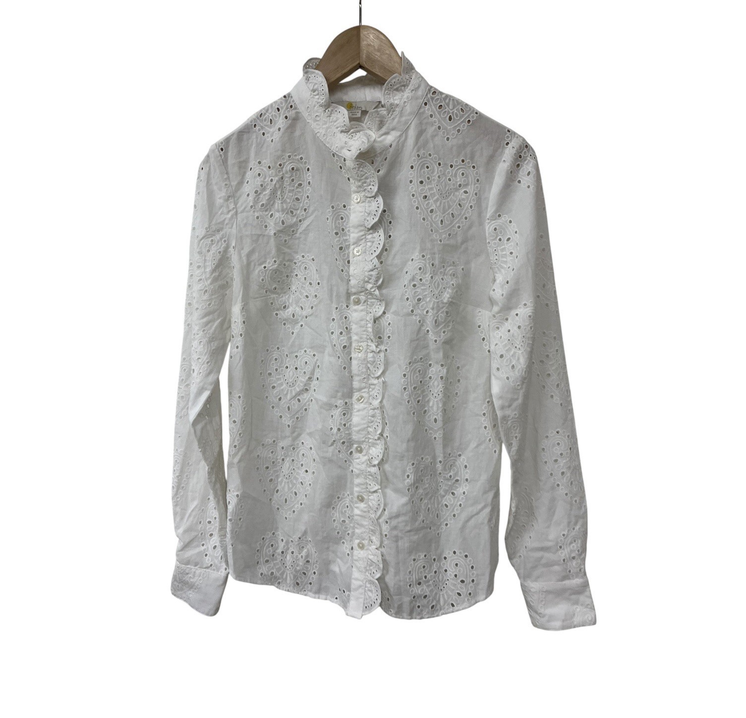 NWT Boden Alice White Cotton Eyelet Broderie Top US 4