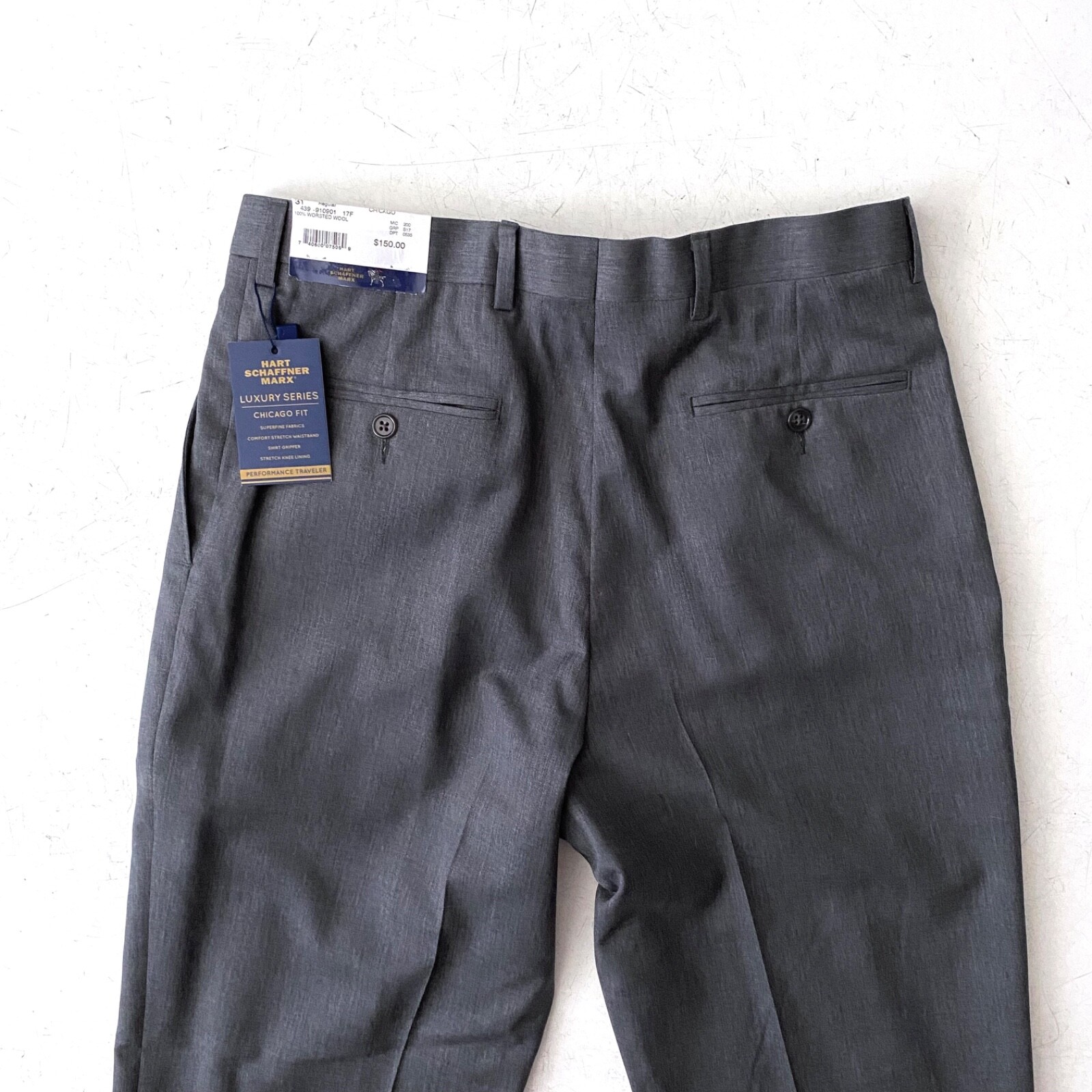Hart Schaffner Marx Nwt Chicago Performance Traveler Gray Dress Pants 31 R 31R