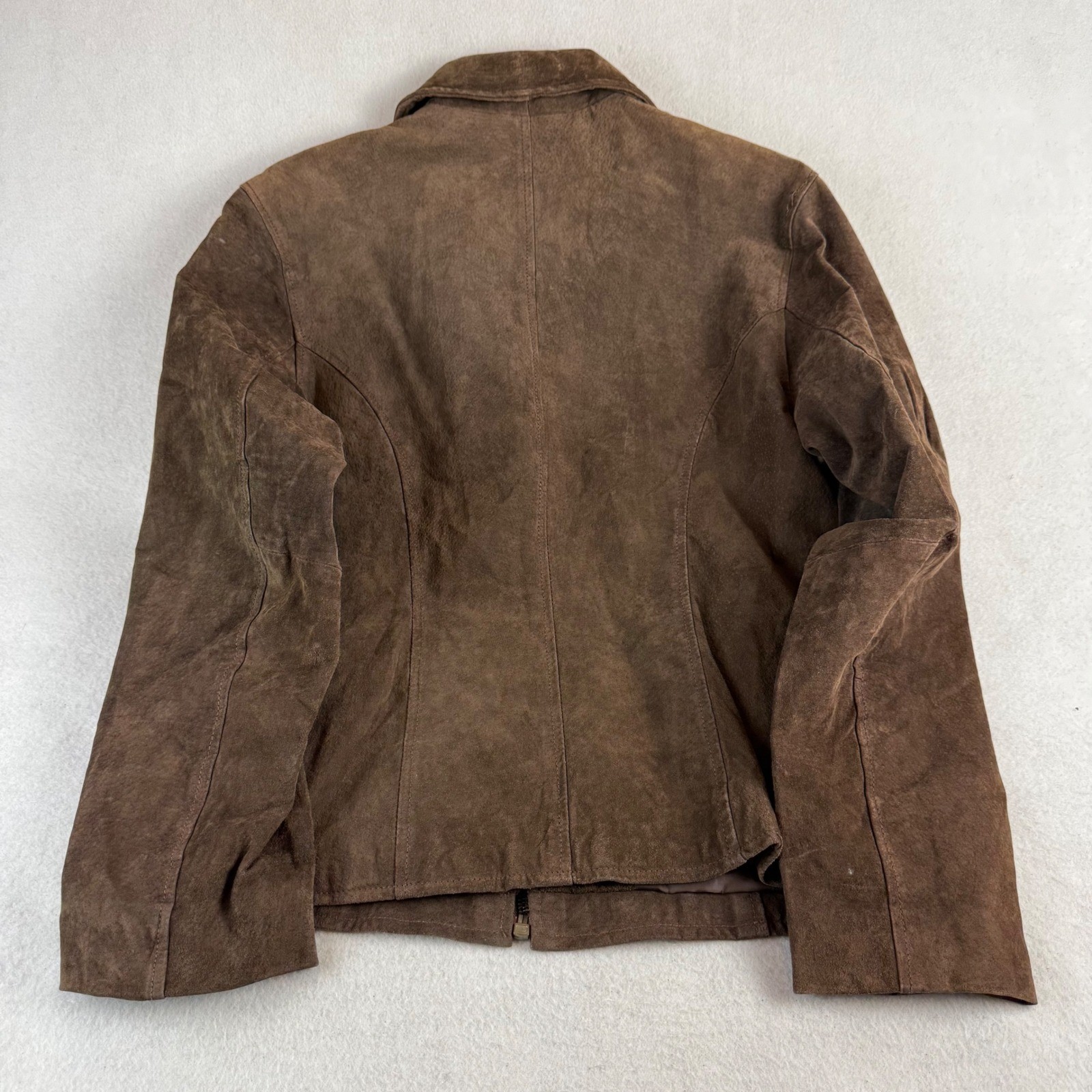Kathy Ireland Womens Brown Suede Leather Full Zip Jacket Small Vintage Style