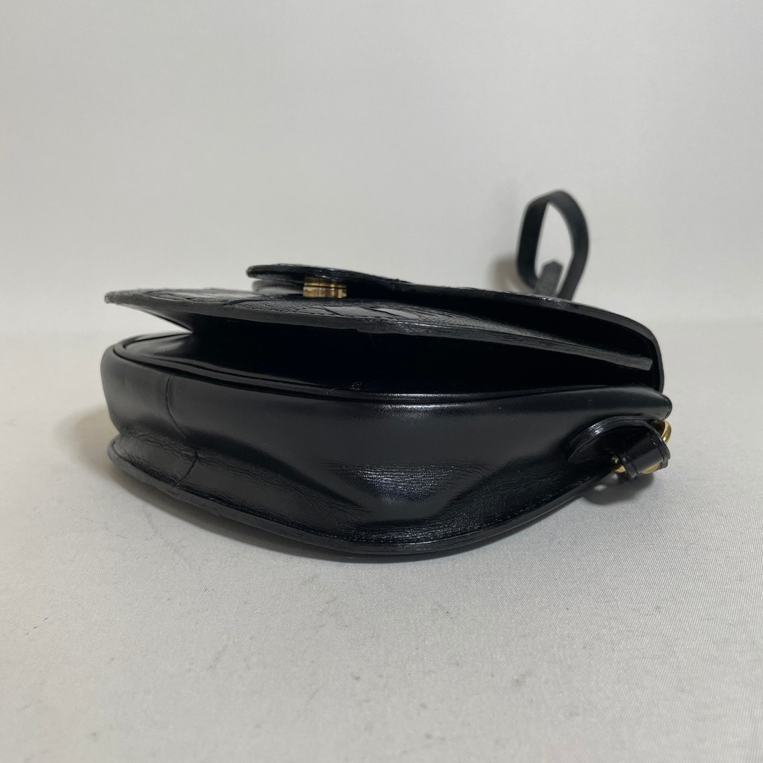 Yves Saint Laurent Shoulder bag Black lizard embossed Size: W:5.5 × H:5.1 in.