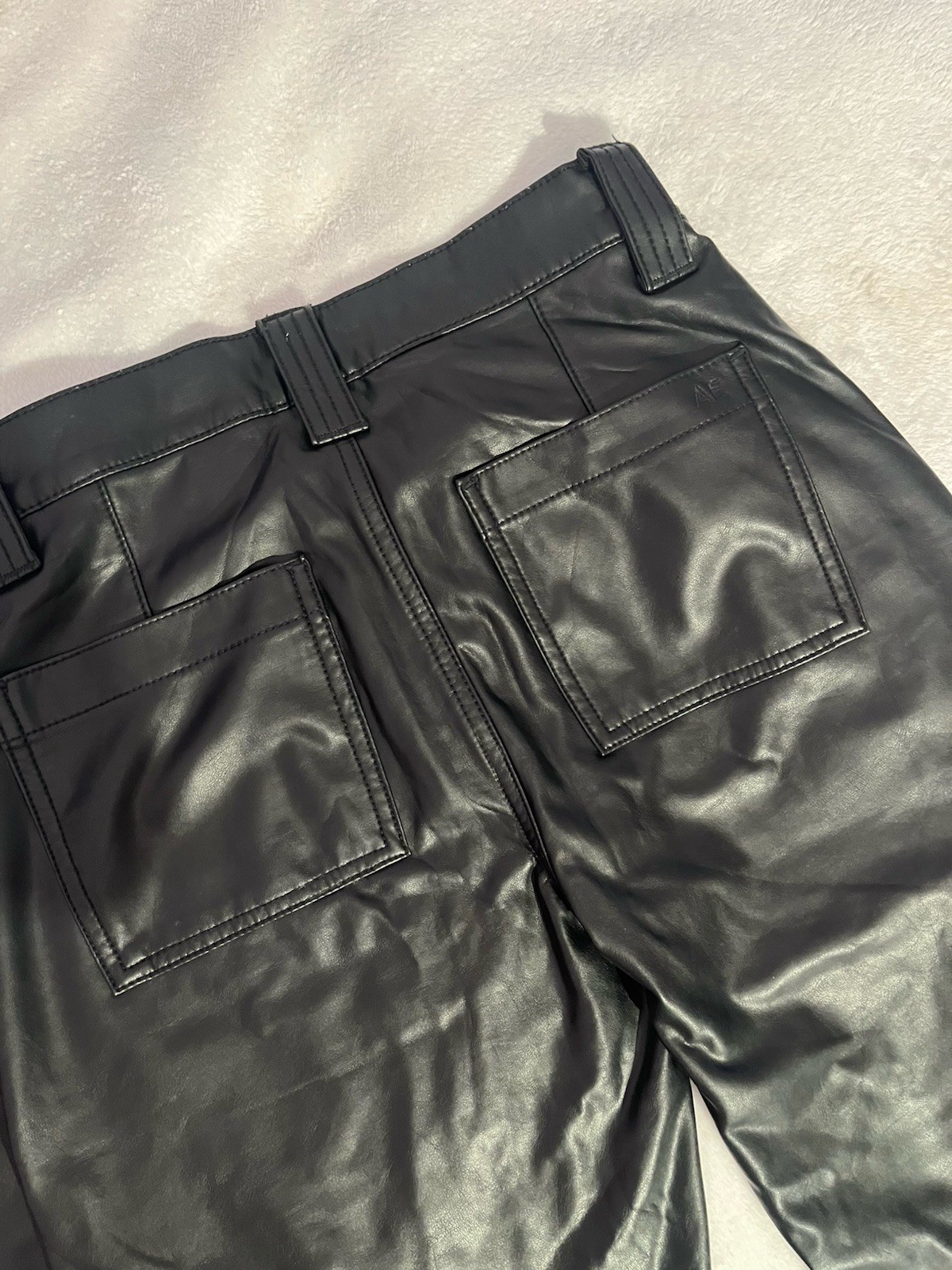 American Eagle Outfitters Black Faux Leather High Rise Cargo Pants Tapered