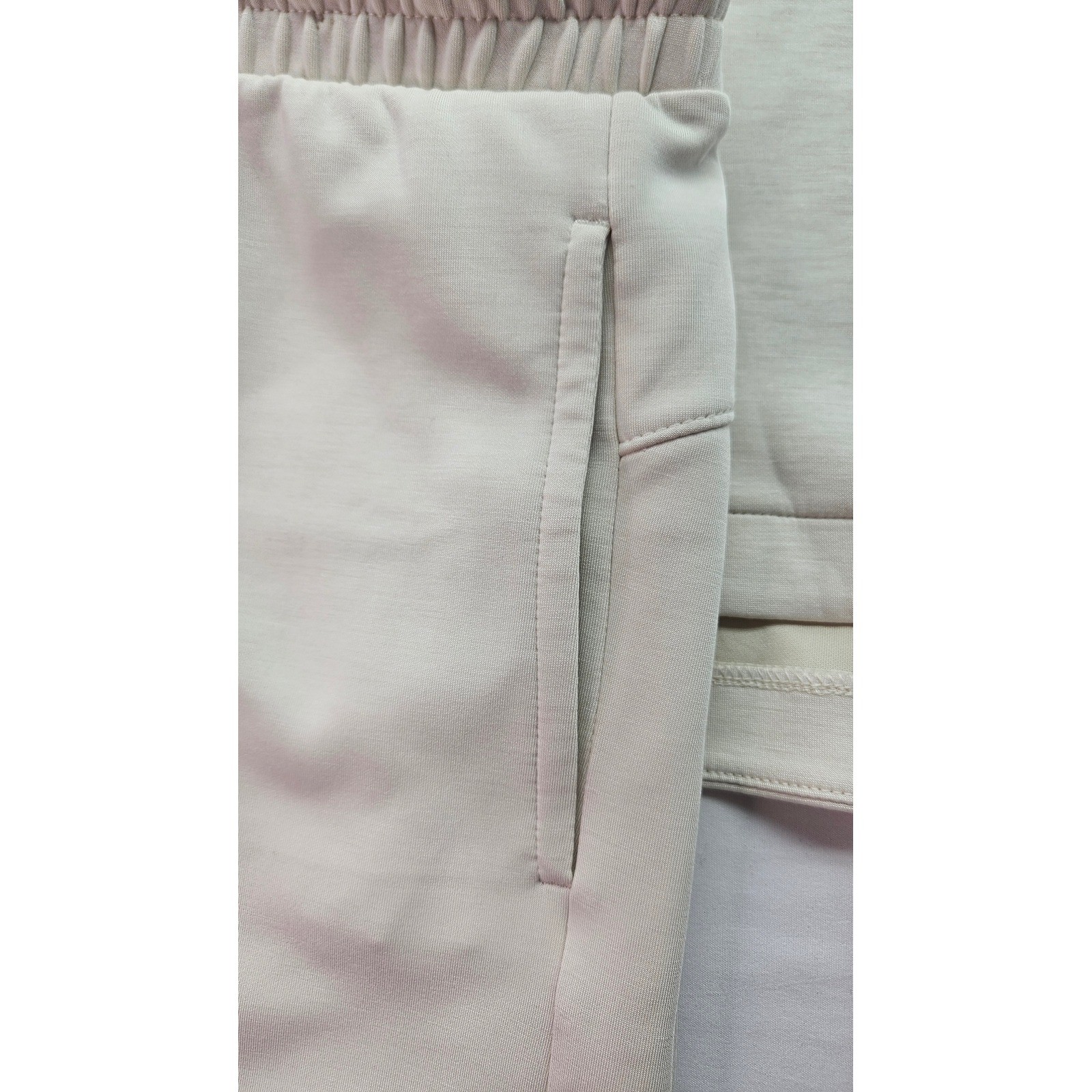 Members Mark Sandwash Lounge Set Tee Shorts Wide Leg Pants Cream 3 Piece L XL
