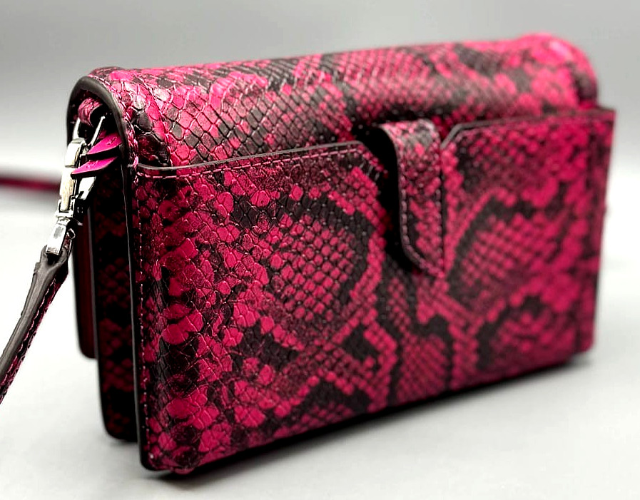 Michael Kors Jet Set Small Snake Print Crossbody Bag Pink Black Leather