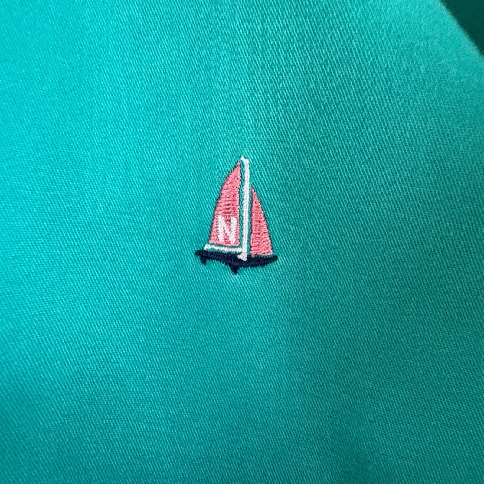 Vtg Norsport Men XXL Tall Teal Shirt Sailboat Retro Preppy Logo Embroidered (813