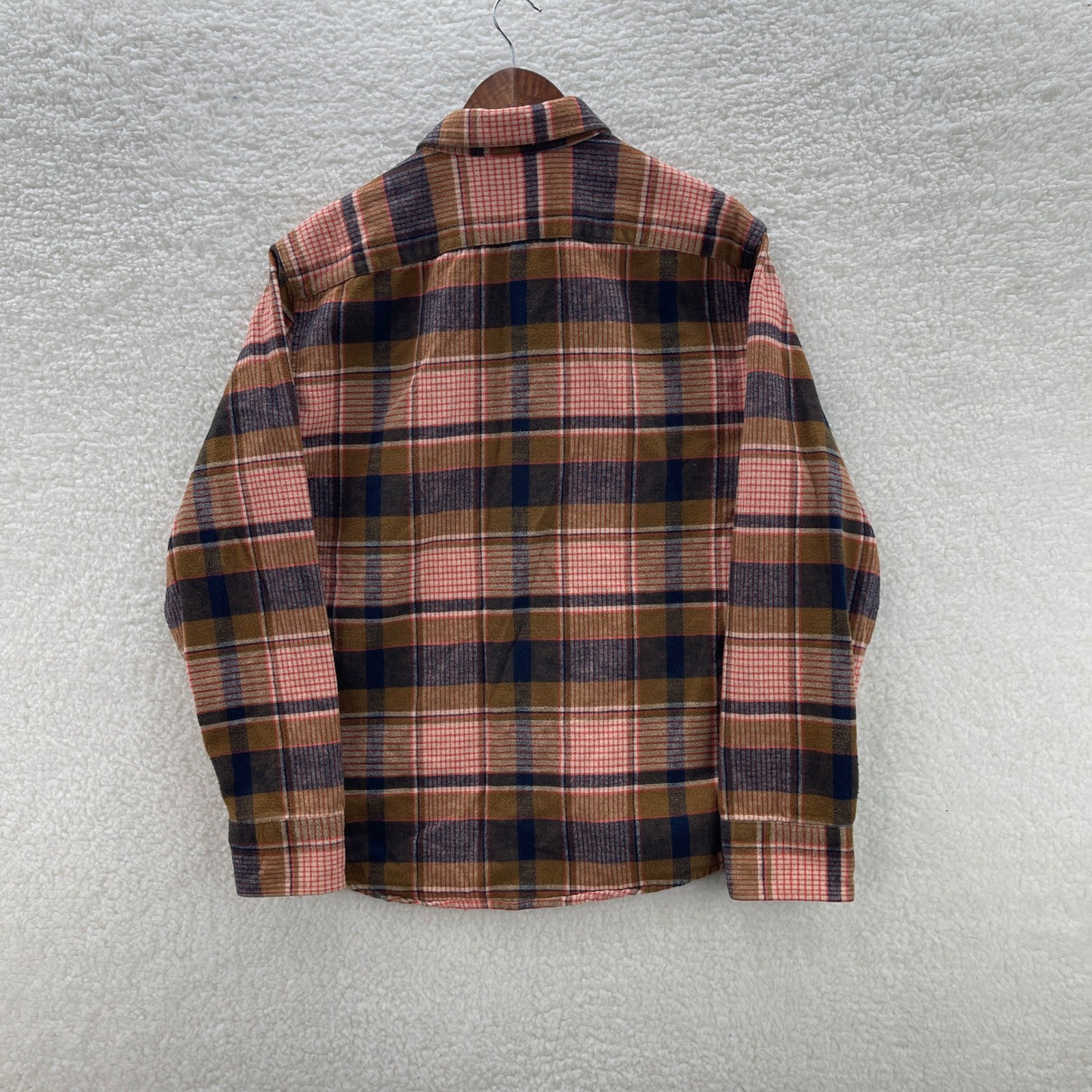 LL Bean Signature Shirt Mens Large Slim Brown Red Chamois Plaid Outdoor Heritage