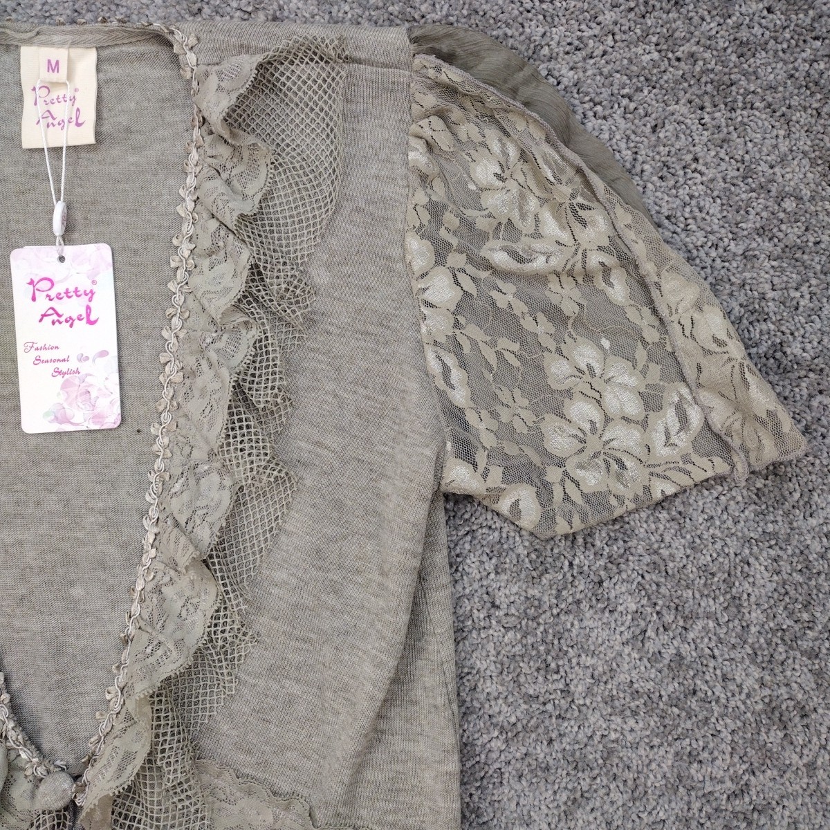 Pretty Angel NWT Green Top Tunic Women’s Size Med Y2K Lace Fairy fun Sexy Shirt