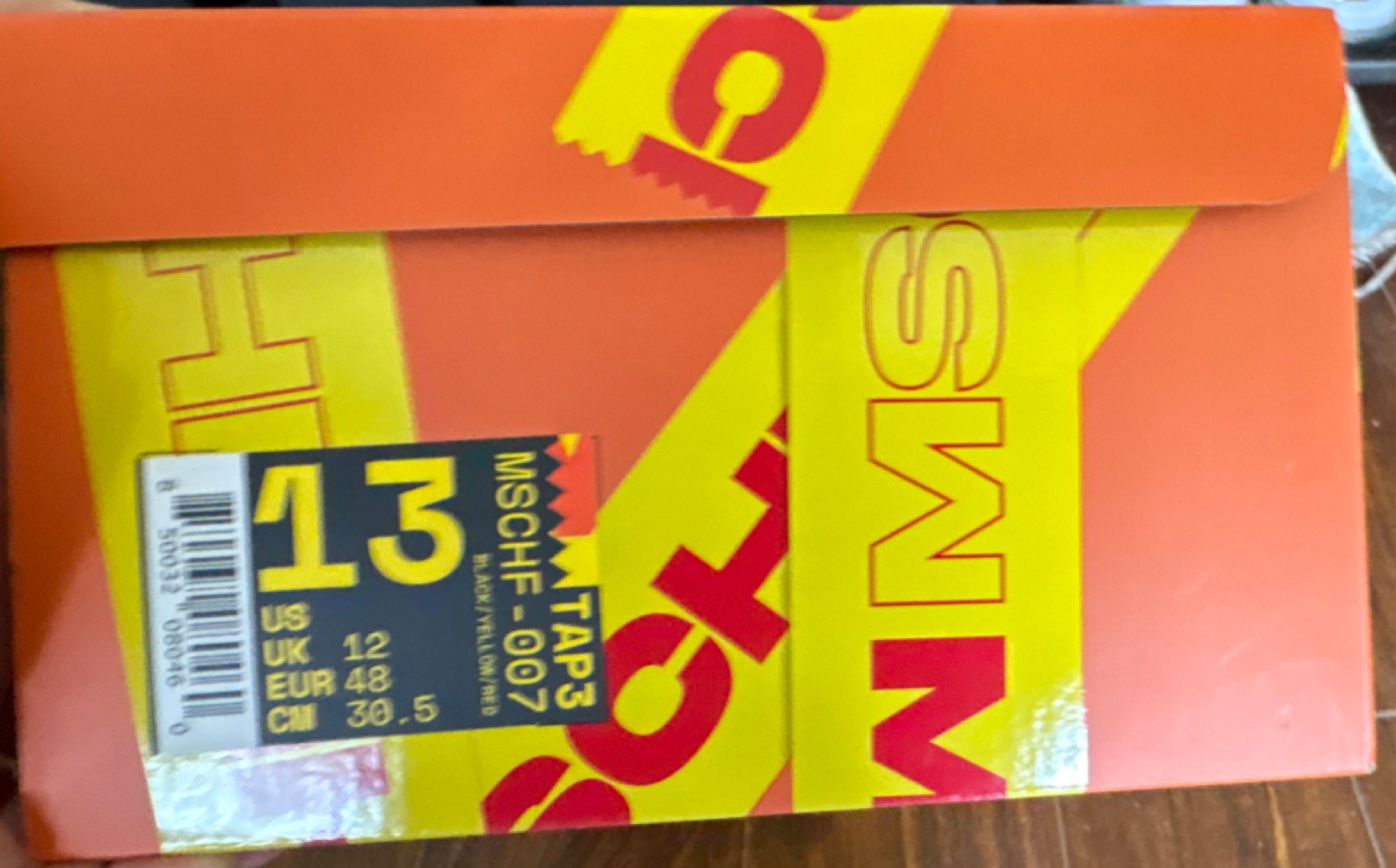 MSCHF TAP3 Size 13 Black/Yellow/Red Men’s Leather Athletic Sneakers 2022