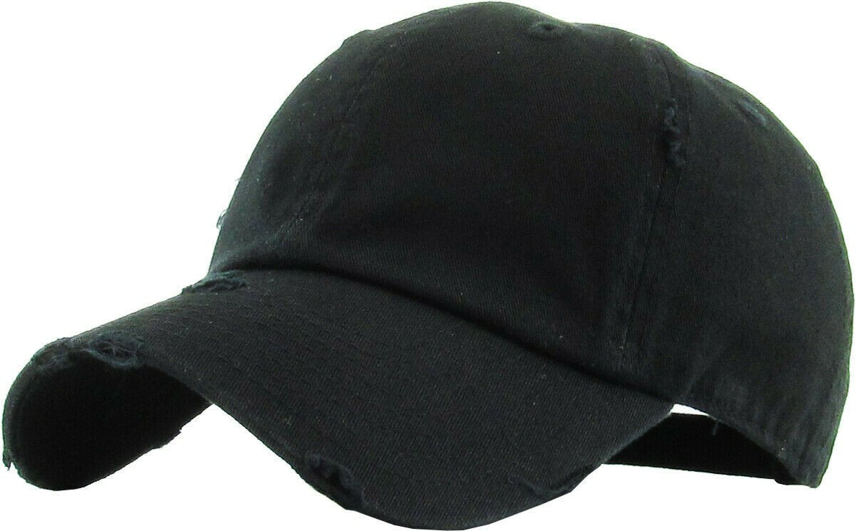 Solid Distressed Vintage Cotton Polo Style Baseball Ball Cap Hat 100% Cotton NEW